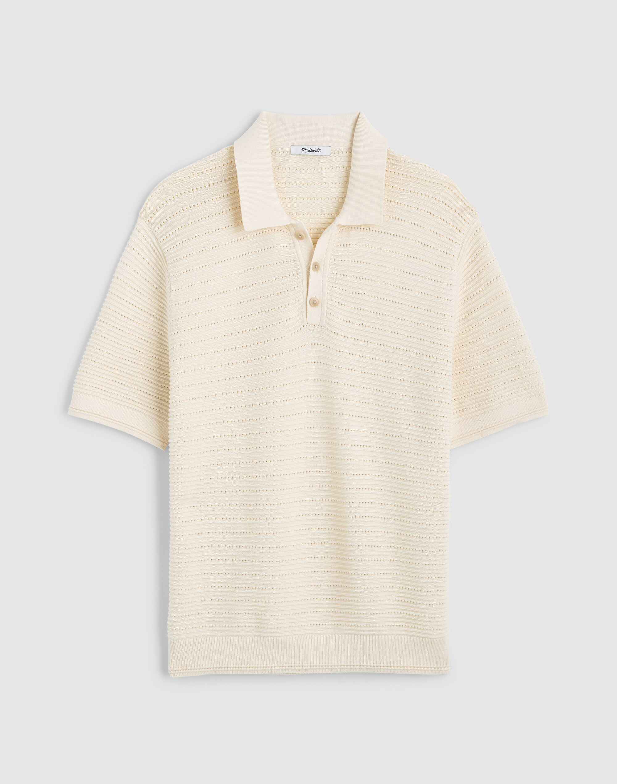 Textured Open-Stitch Polo