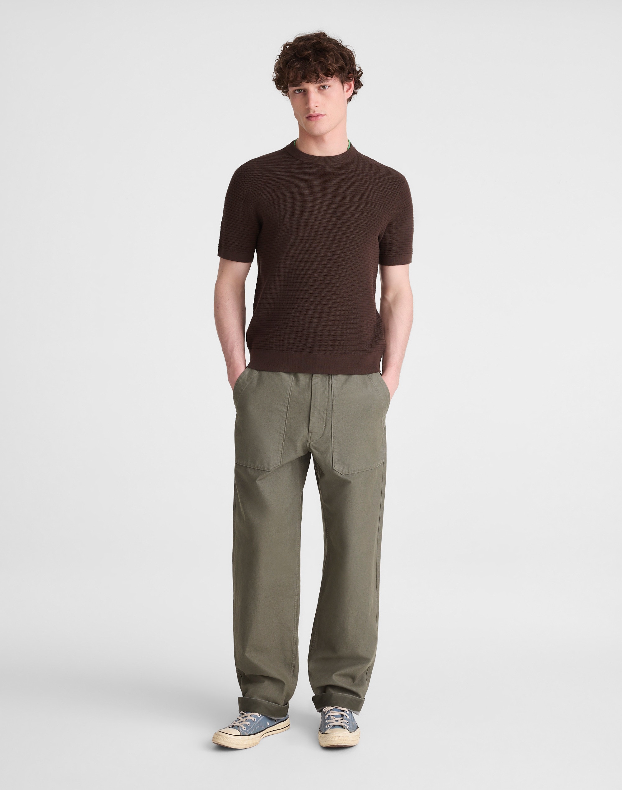 Textured-Stitch Sweater Tee