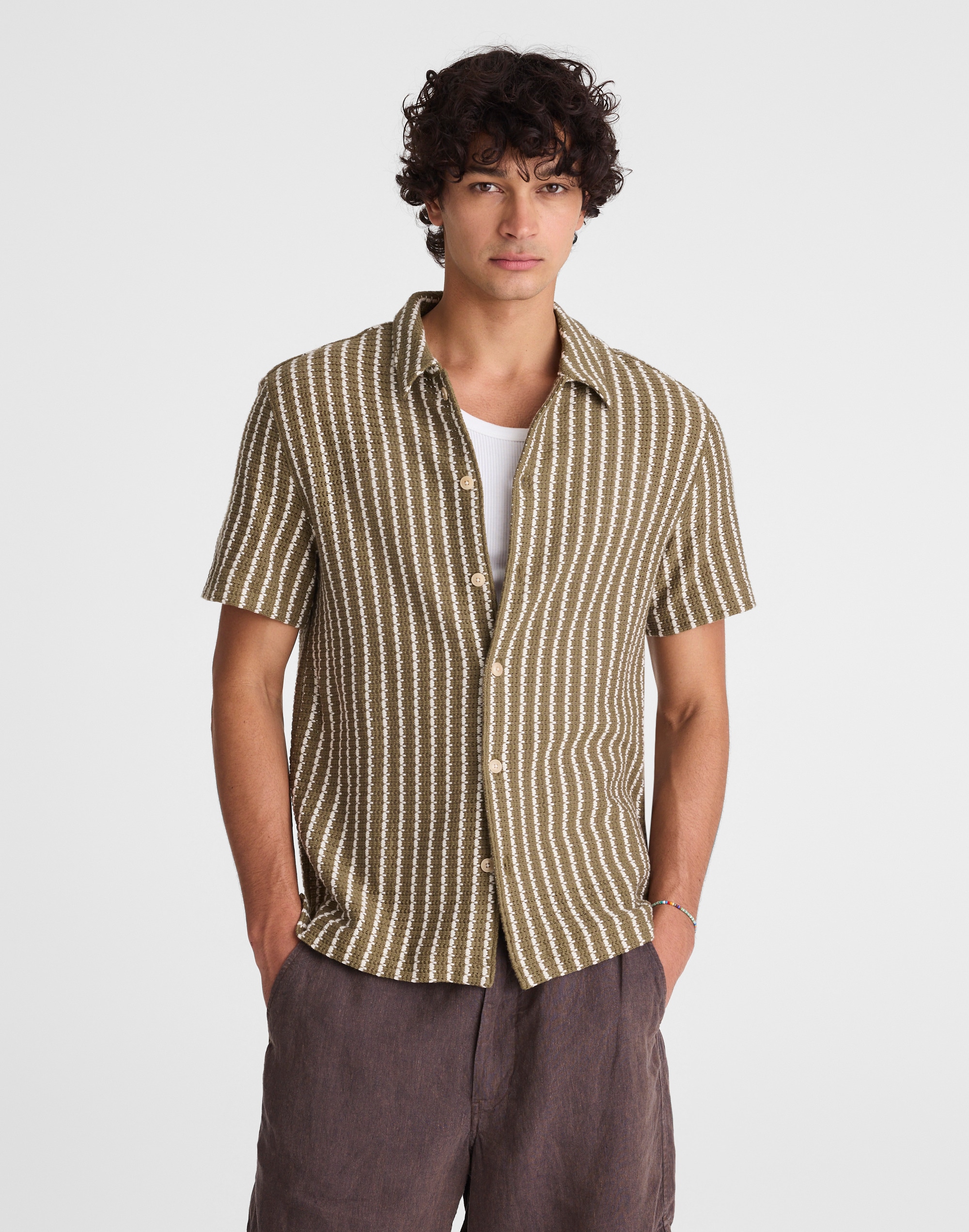 Textured-Knit Short-Sleeve Shirt