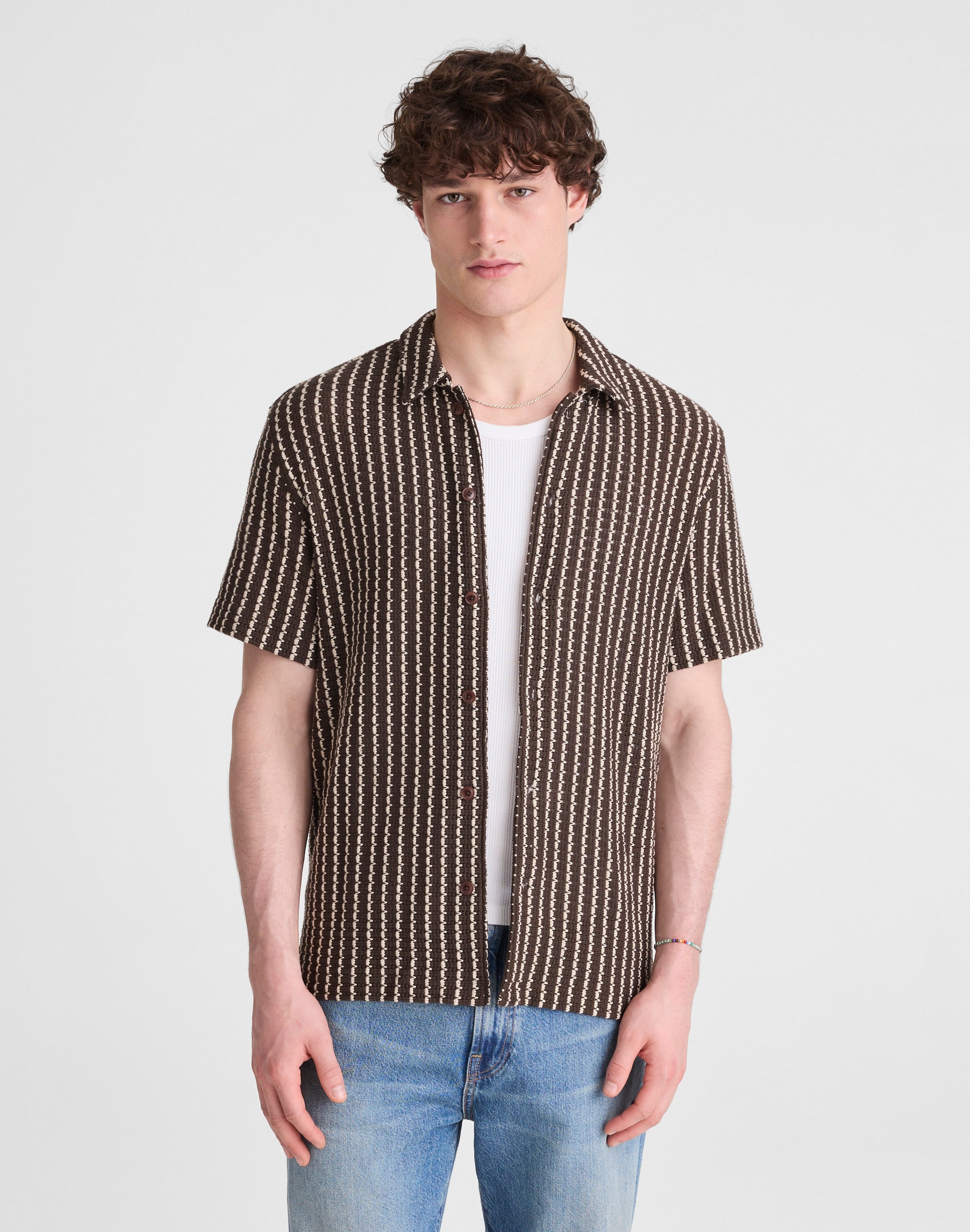 Textured-Knit Short-Sleeve Shirt