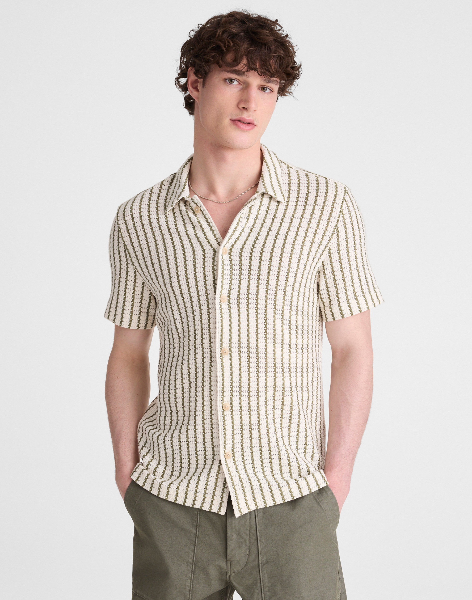 Textured-Knit Short-Sleeve Shirt