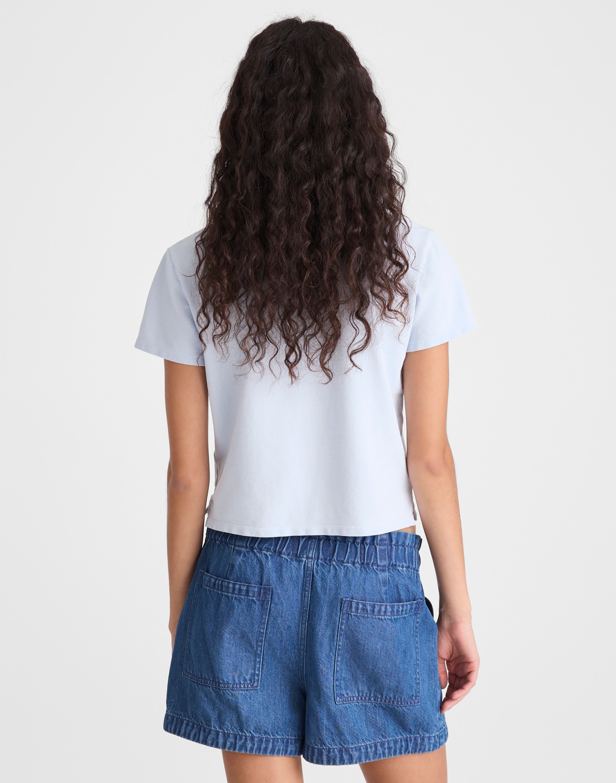 Pull-On Utility Shorts in Airy Denim