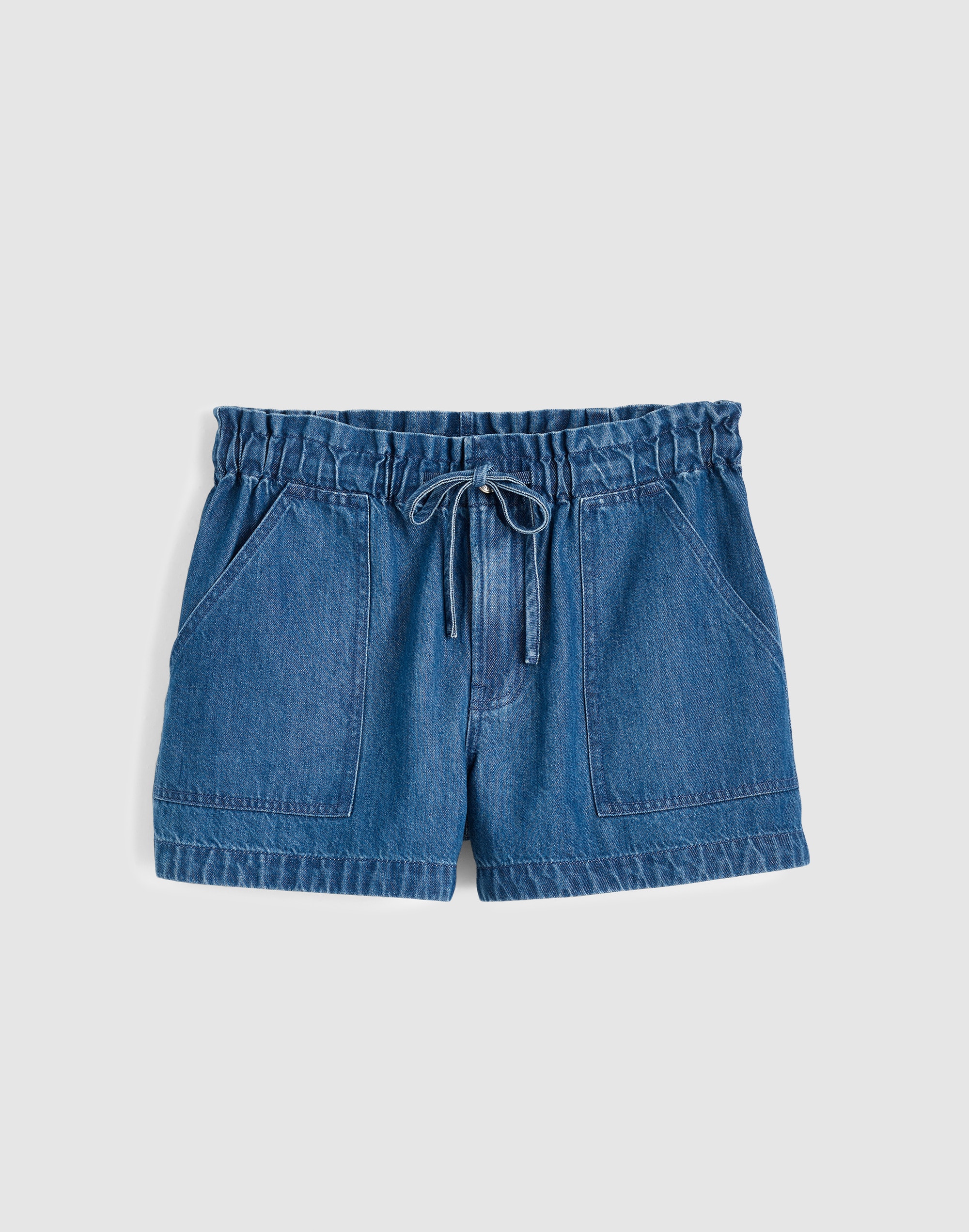 Pull-On Utility Shorts in Airy Denim