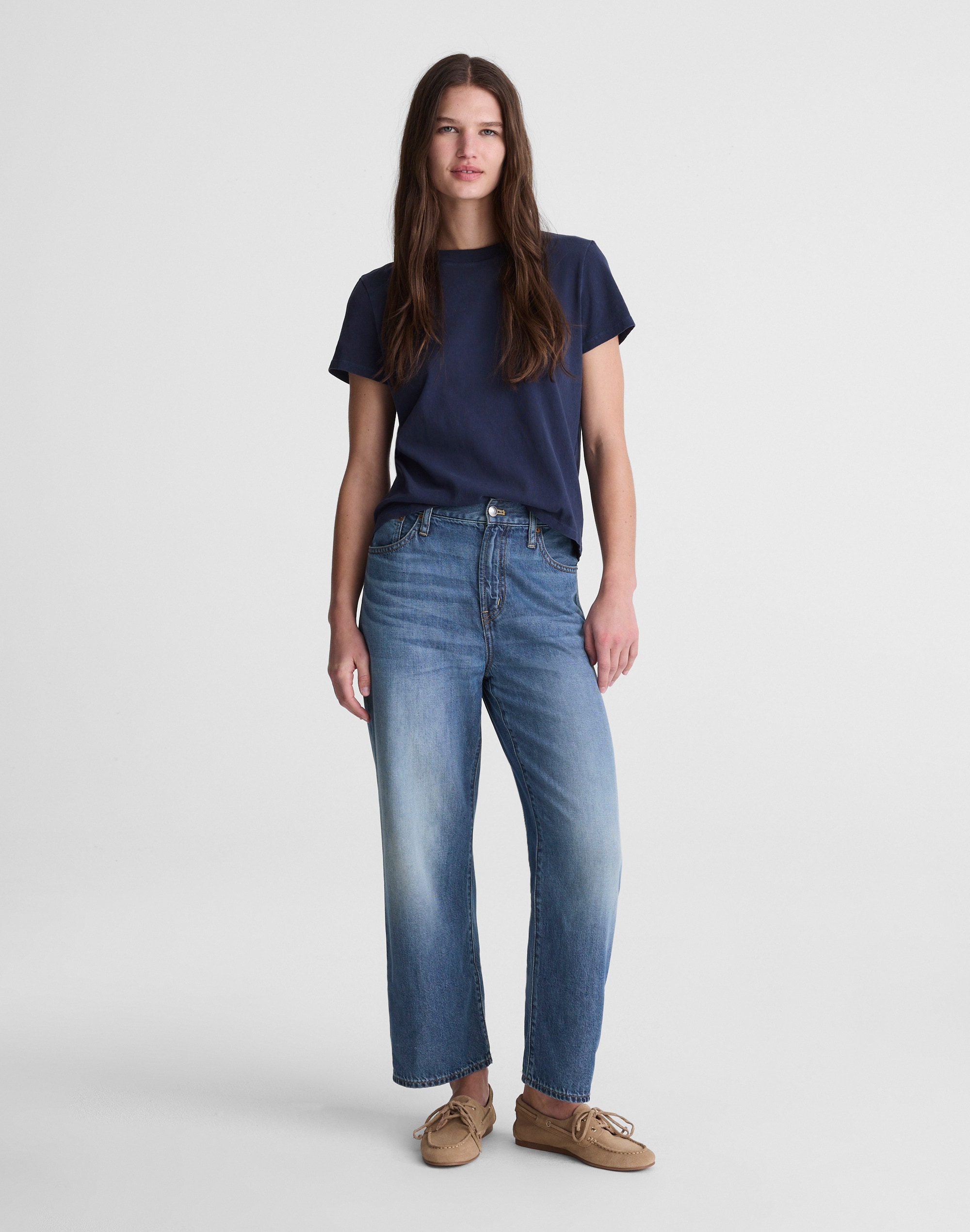 The Short Perfect Vintage Wide-Leg Crop Jean in Airy Denim