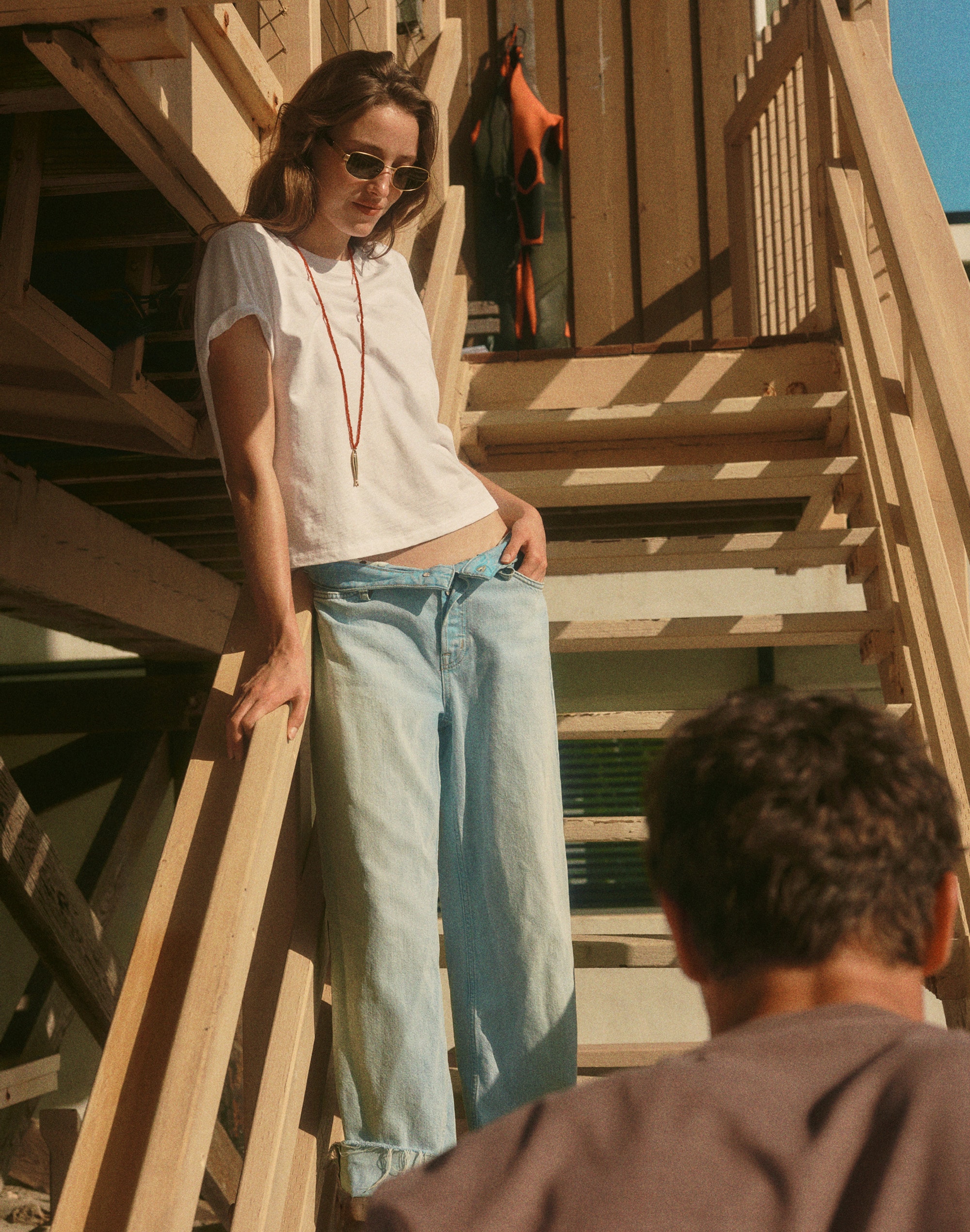 Low-Slung Baggy Crop Jeans in Foster Wash