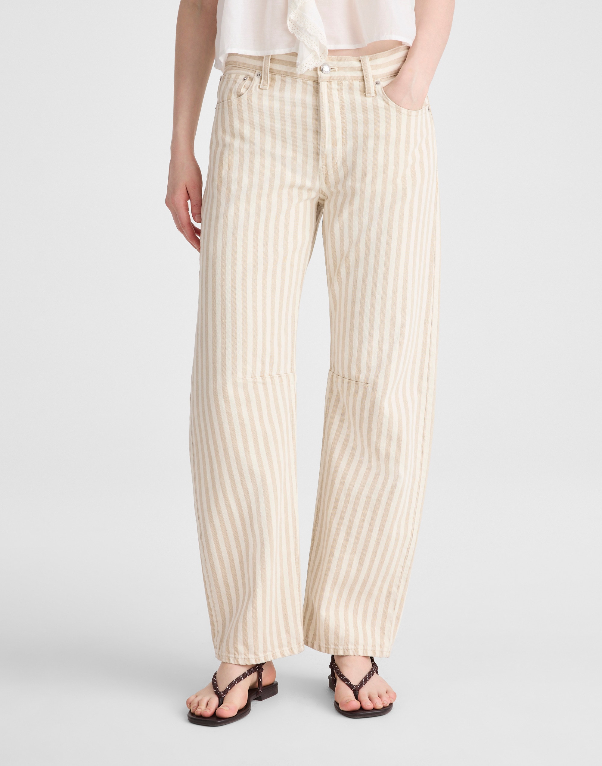 Pieced Barrel-Leg Jeans