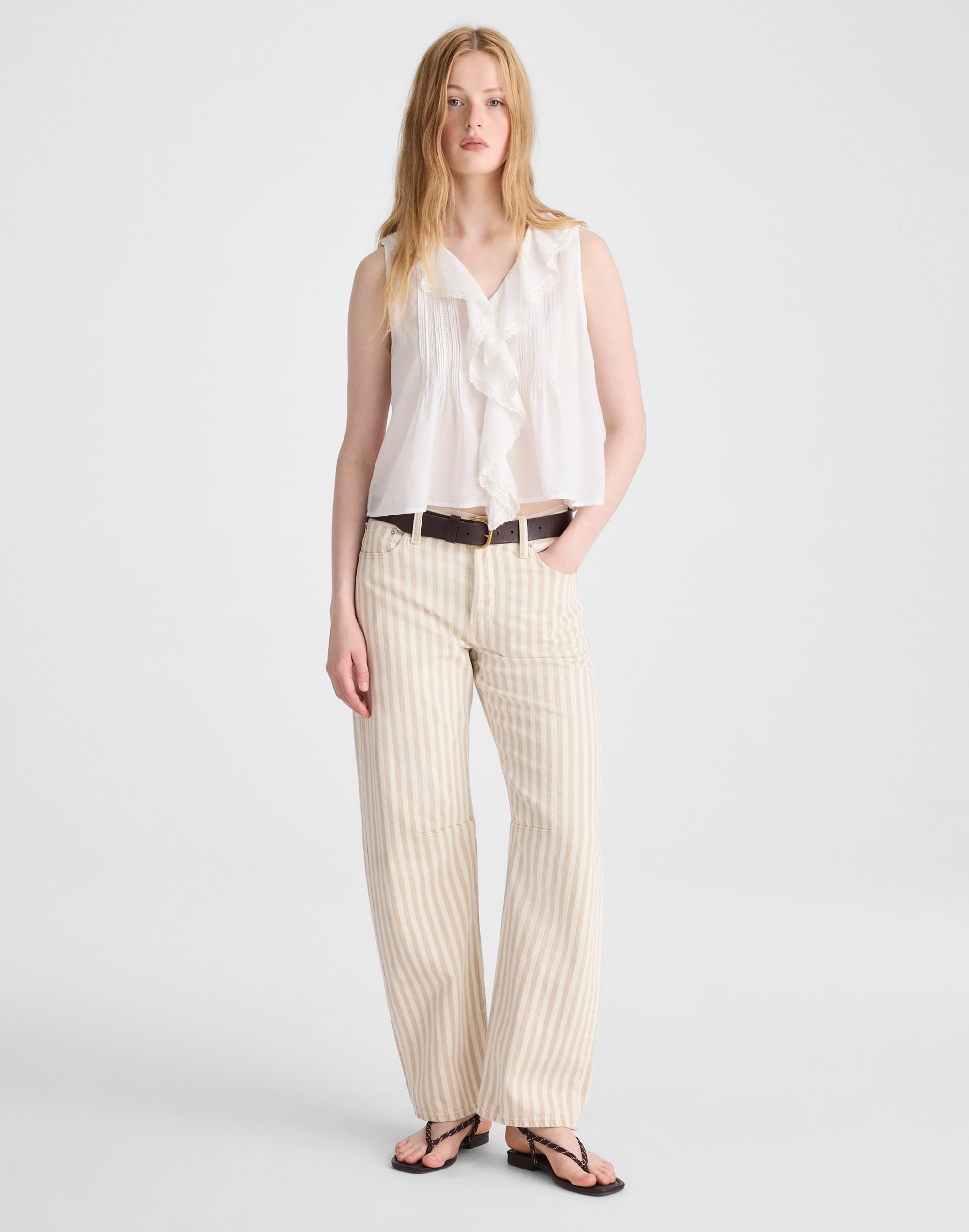 Pieced Barrel-Leg Jeans