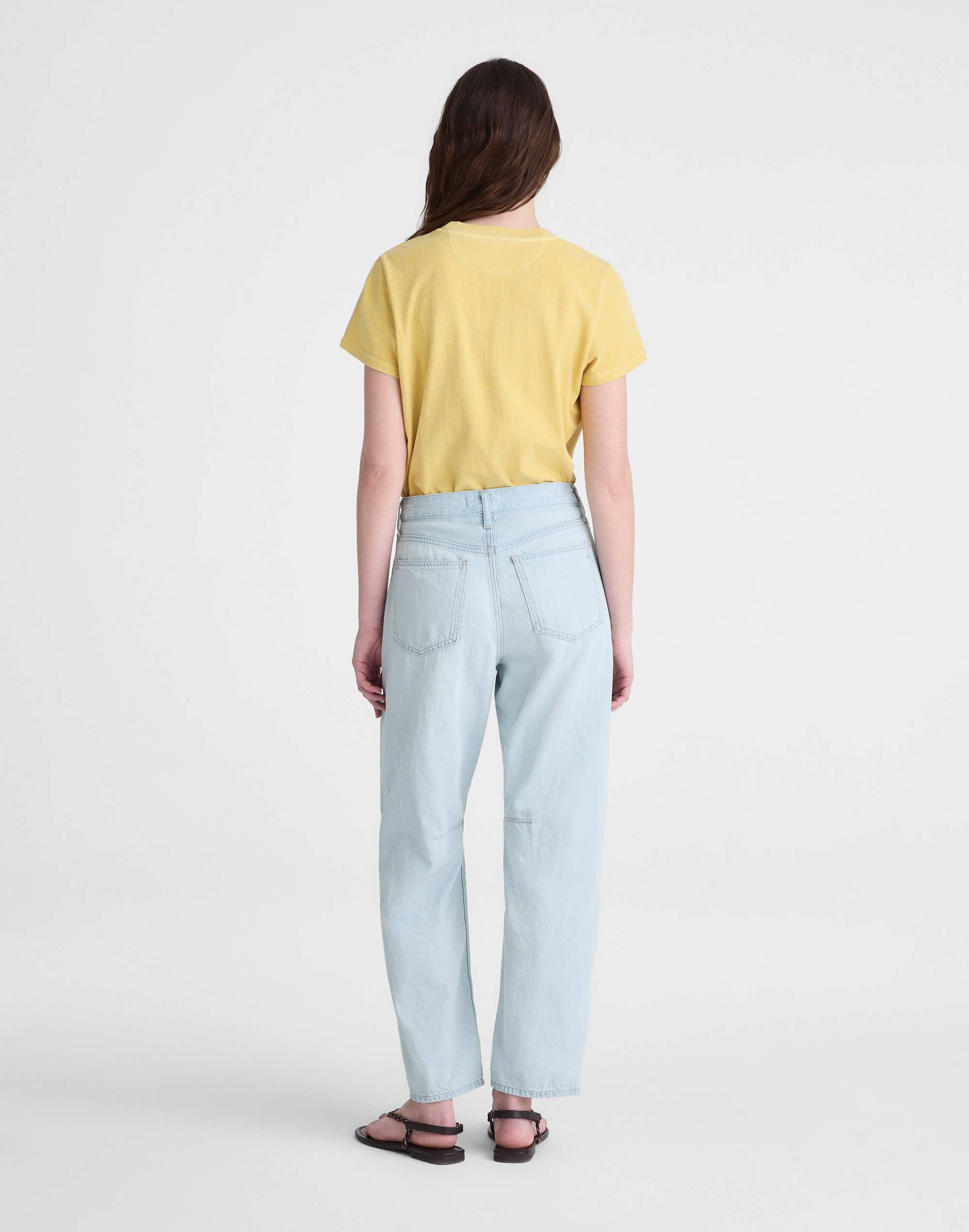 The Darted Barrel-Leg Jean in Airy Denim