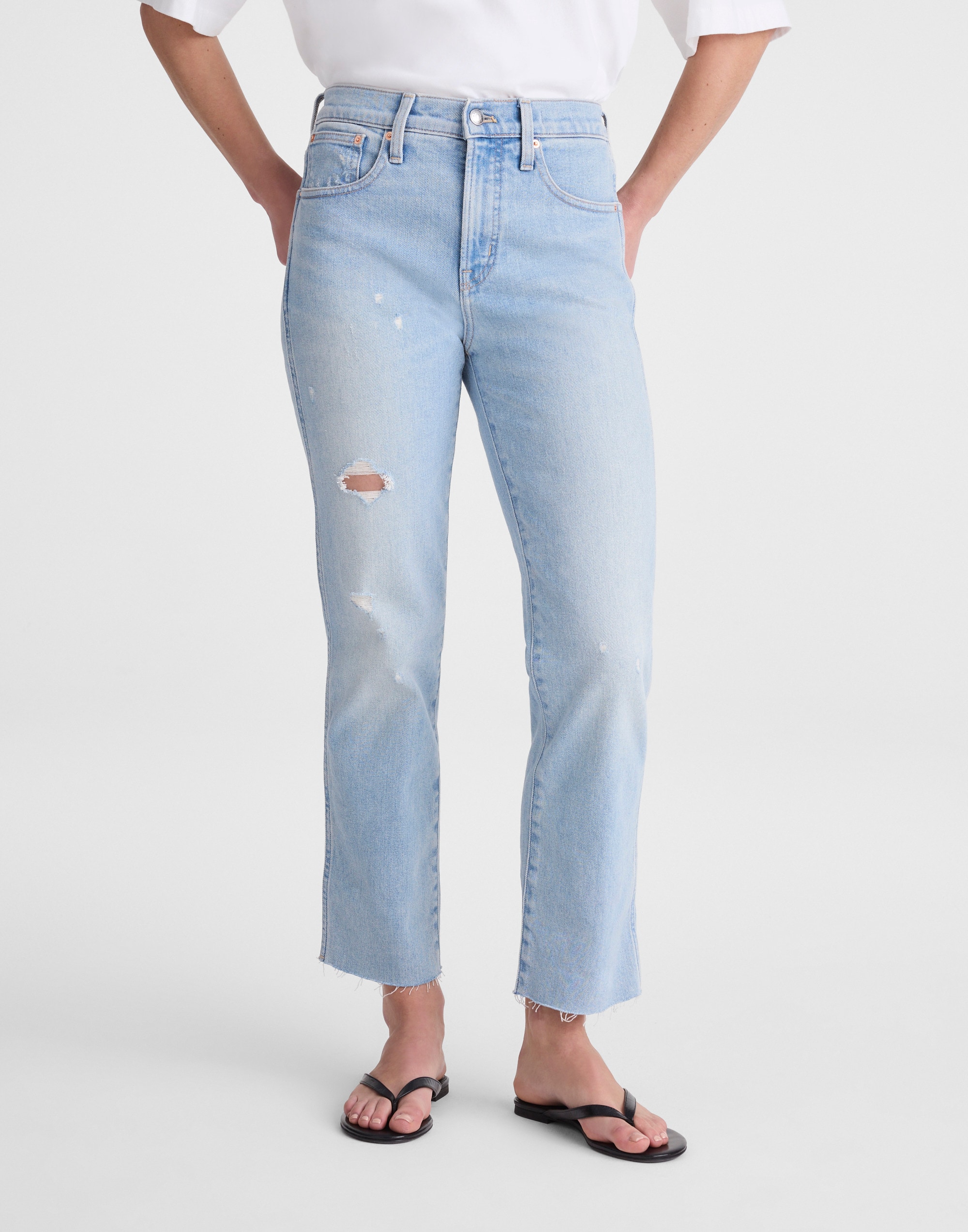 The Tall Longline Straight Crop Jean in Foster Wash