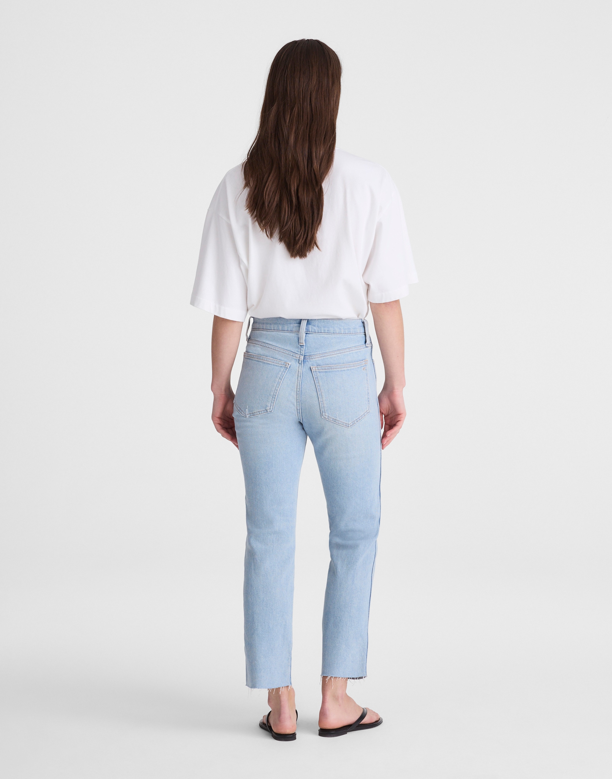 The Tall Longline Straight Crop Jean in Foster Wash