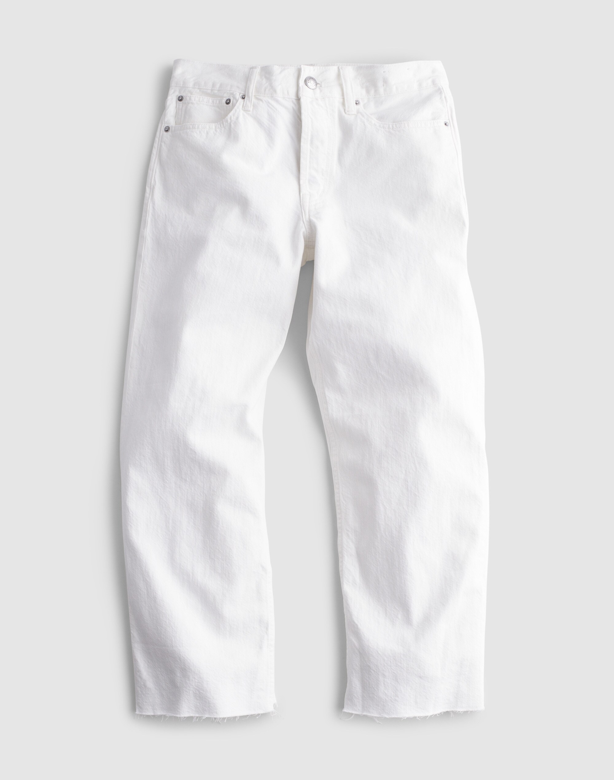 The Longline Straight Crop Jean in Tile White