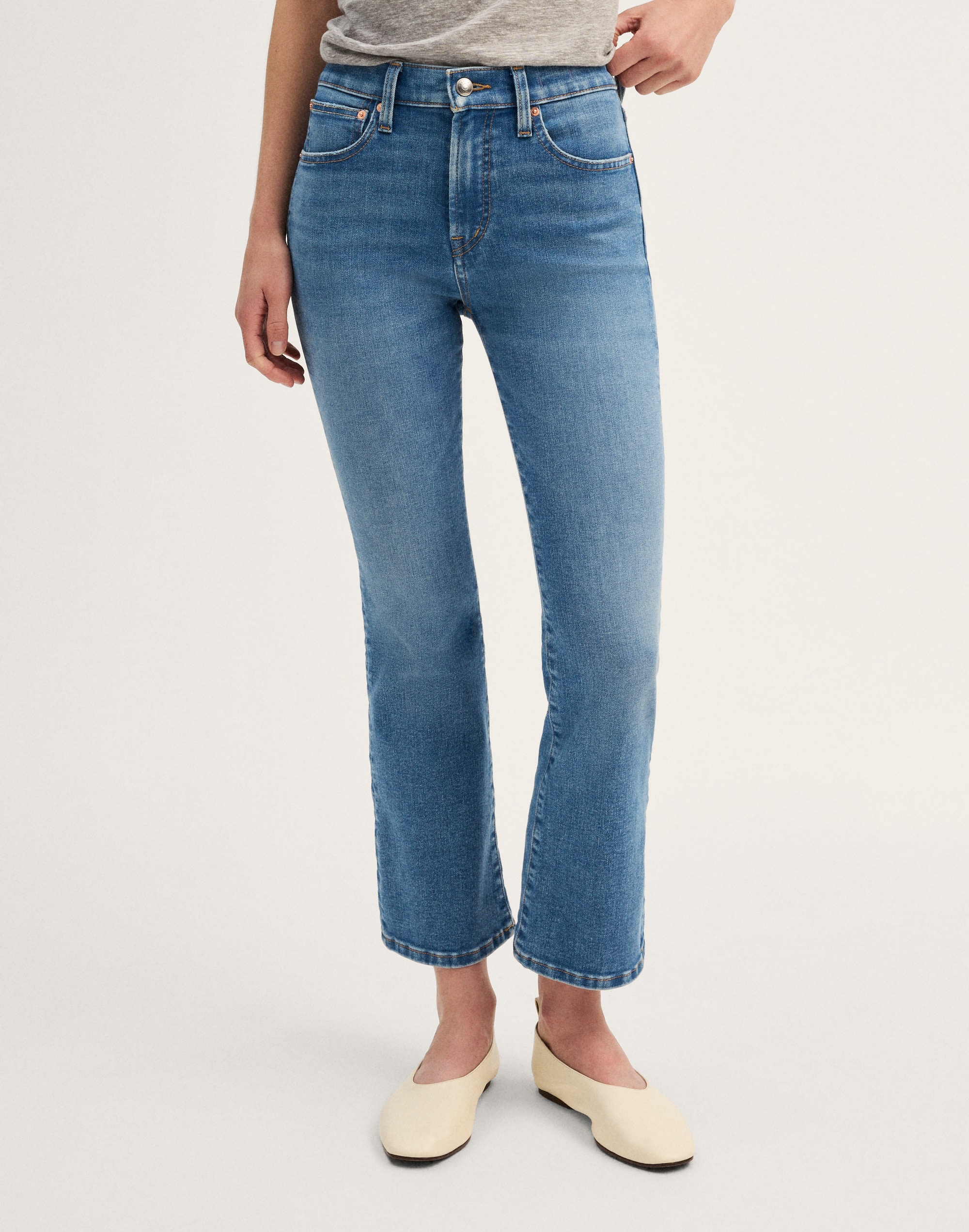 The Flare Crop Jean in Super Stretch Denim