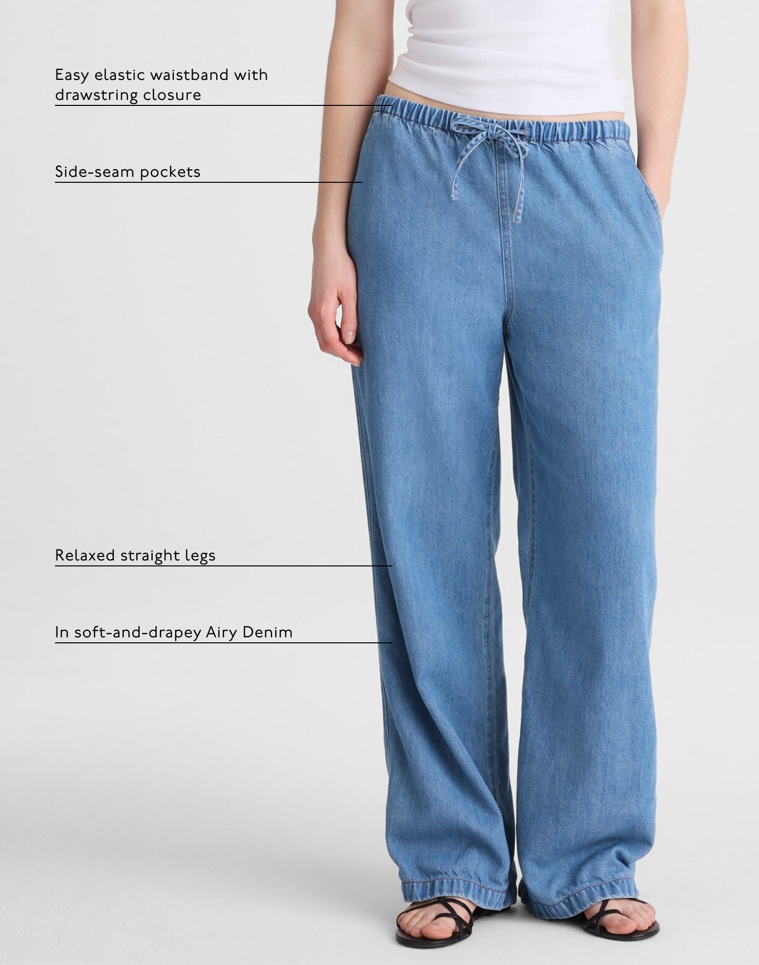 Pull-On Pants in Airy Denim