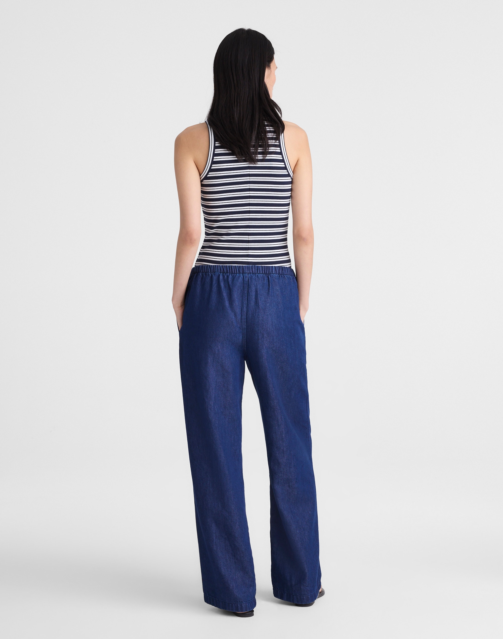 Airy Denim Pull-On Pants