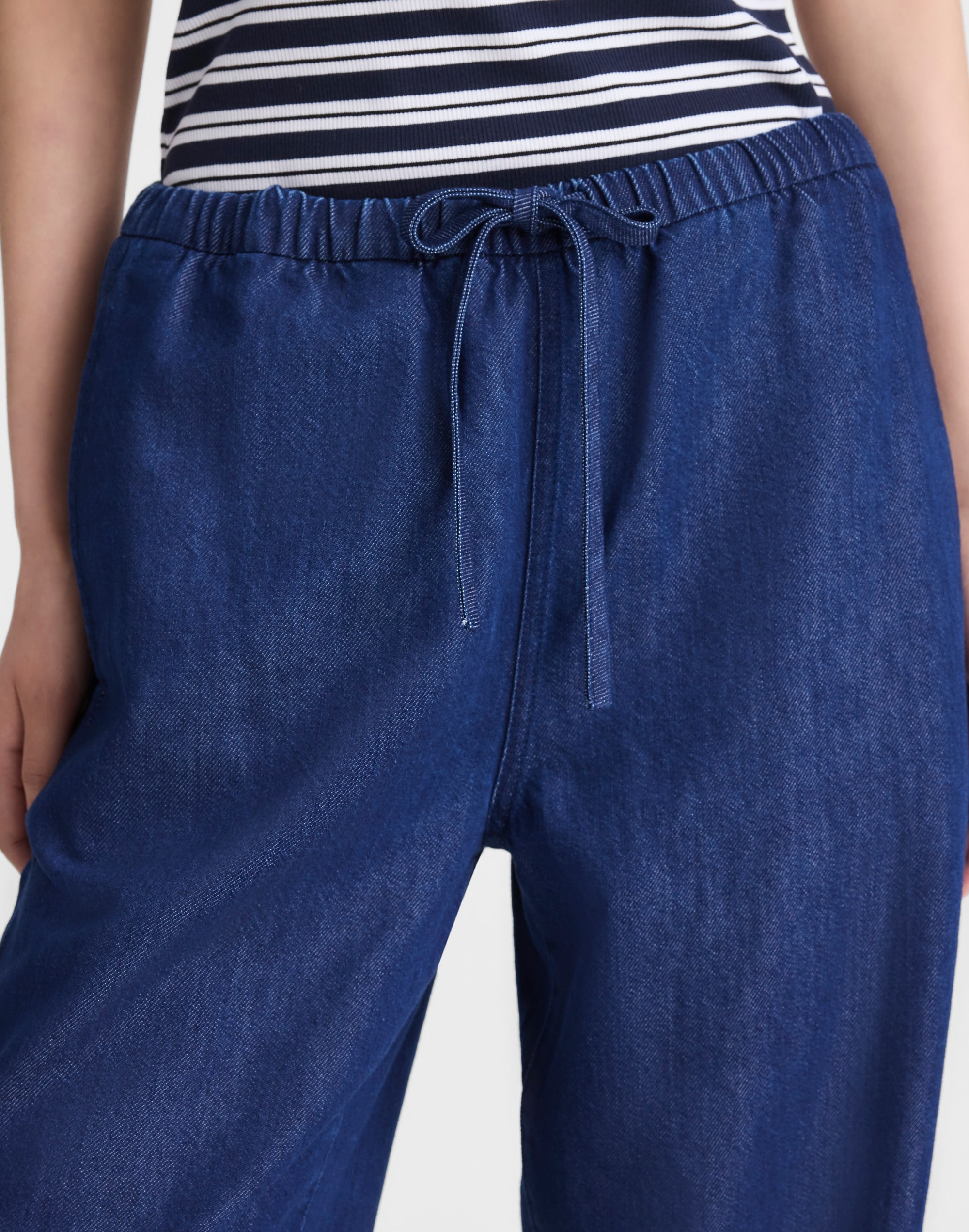 Airy Denim Pull-On Pants