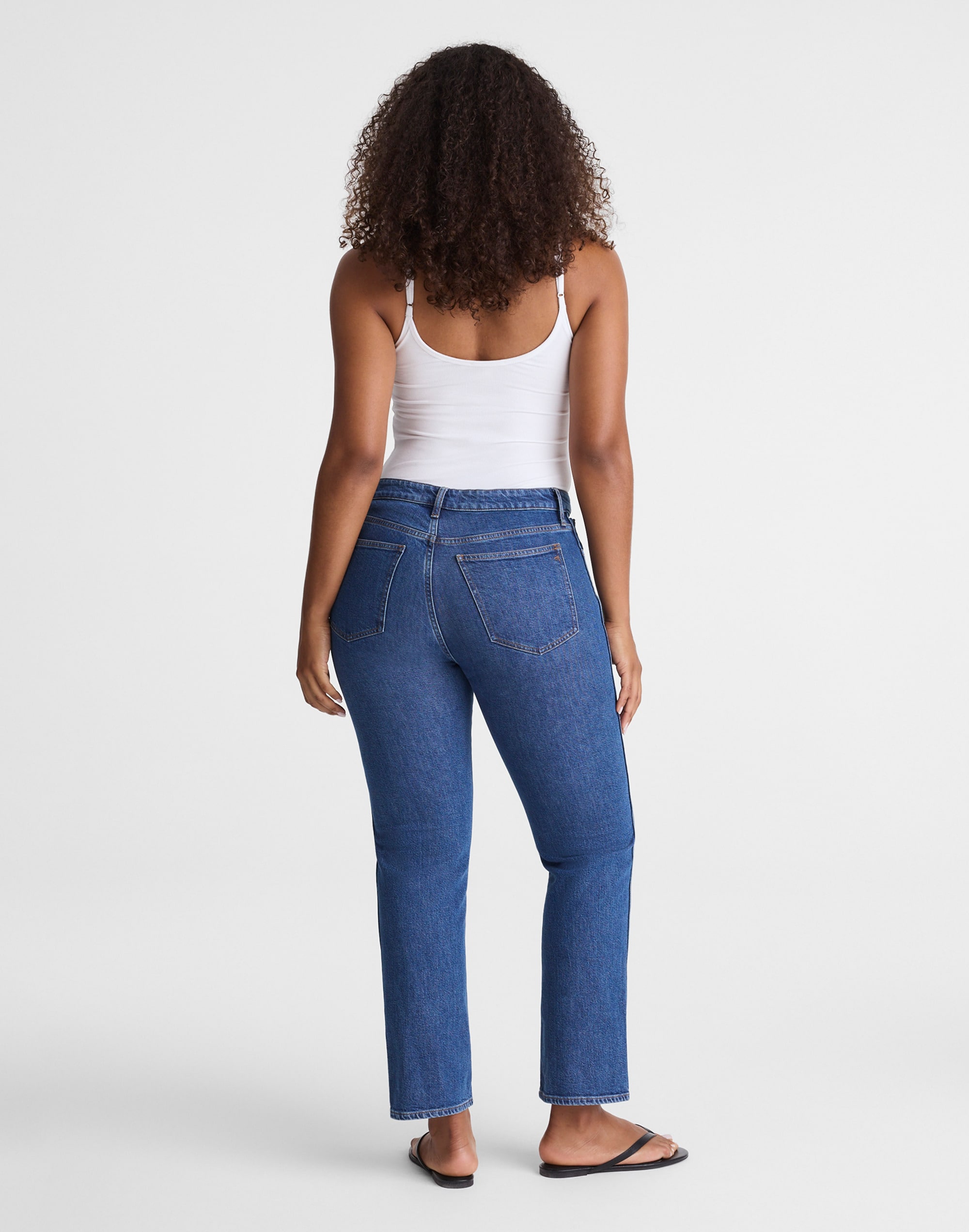The Curvy Longline Straight Crop Jean in Marina Blue Wash