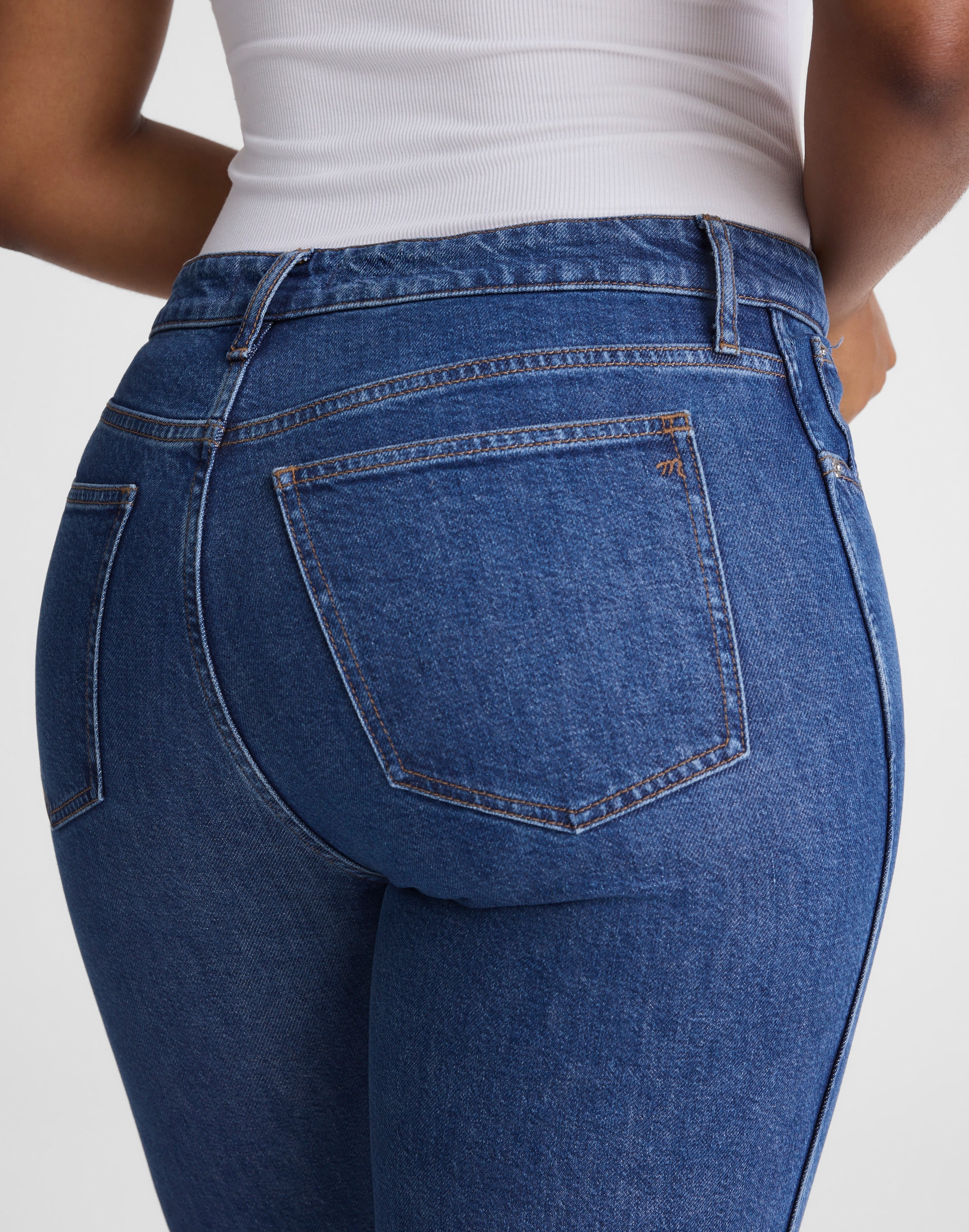 The Curvy Longline Straight Crop Jean in Marina Blue Wash