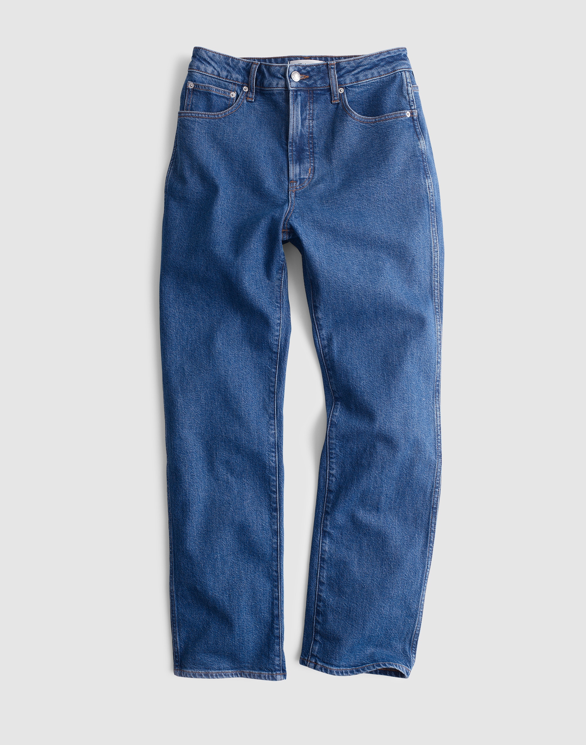 The Curvy Longline Straight Crop Jean in Marina Blue Wash