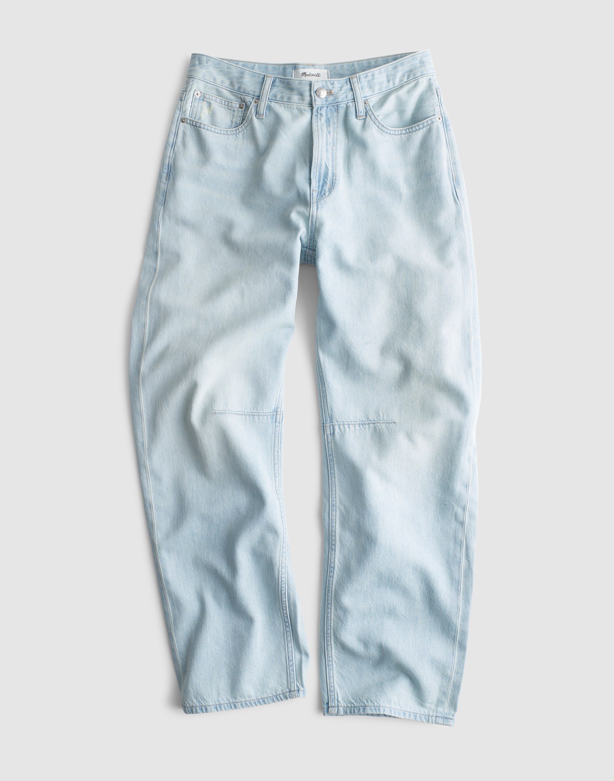 The Curvy Darted Barrel-Leg Jean in Airy Denim