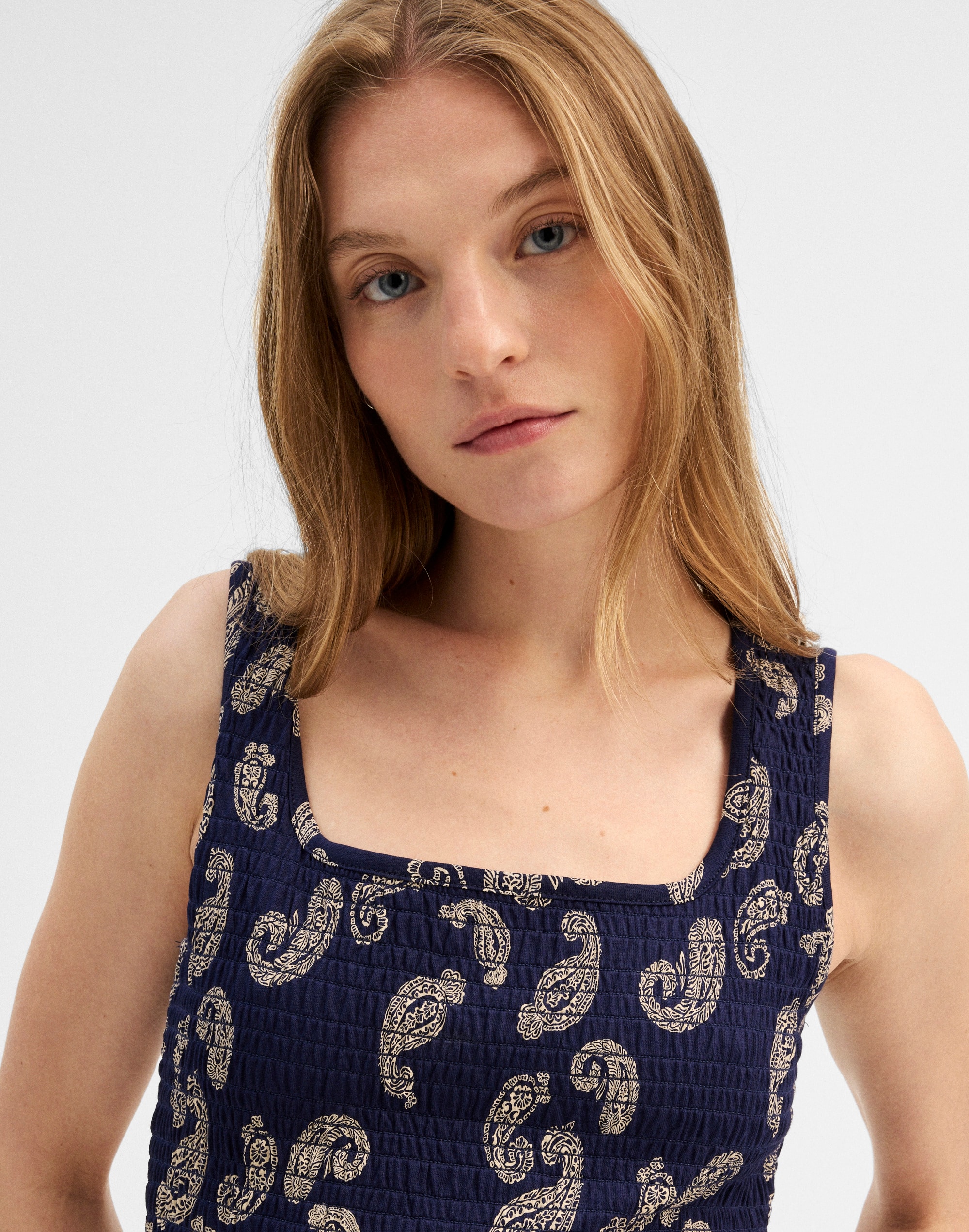 Madewell x Shopbop Smocked Squareneck Tank
