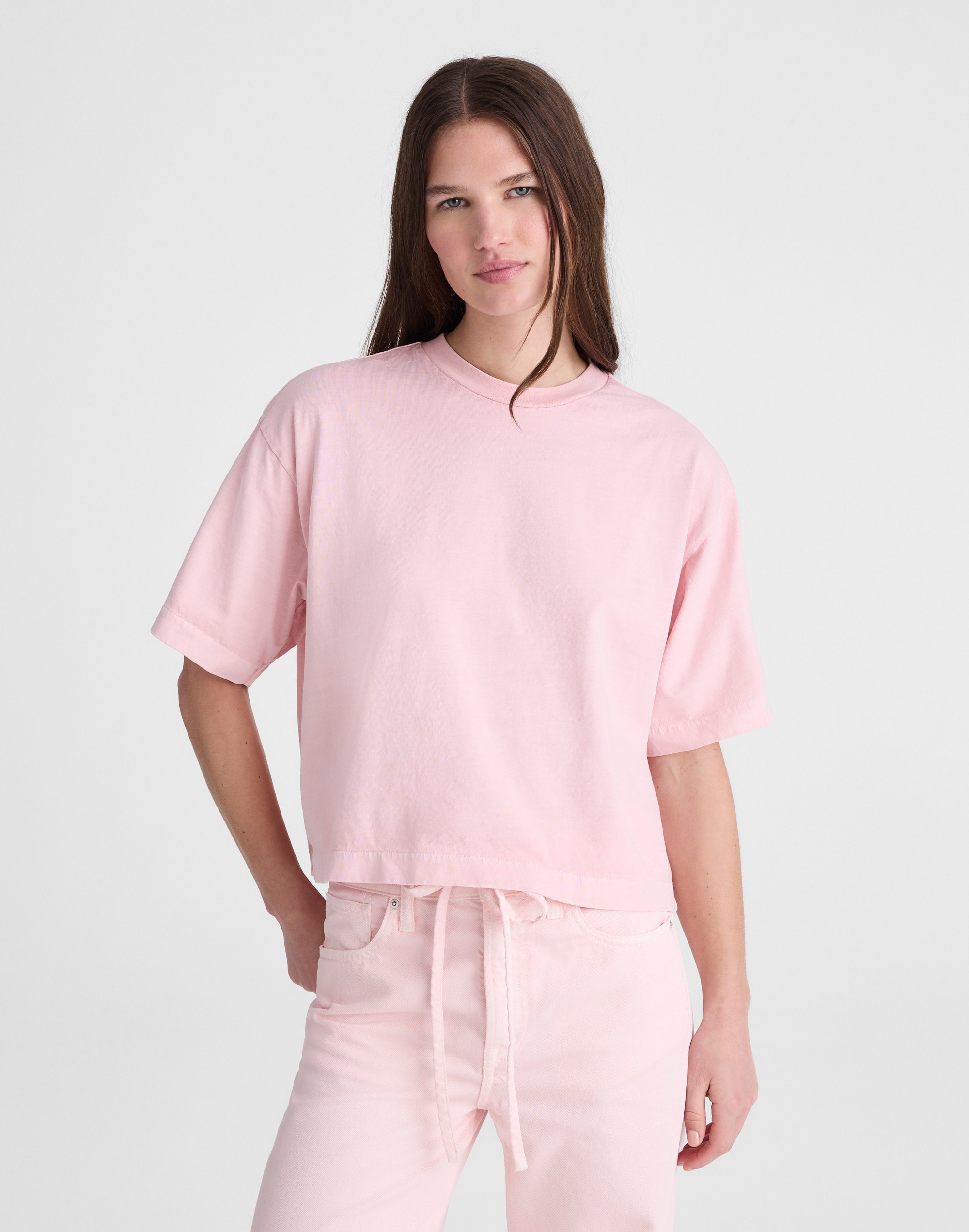 madewell x shopbop boxy crop tee in allday jersey