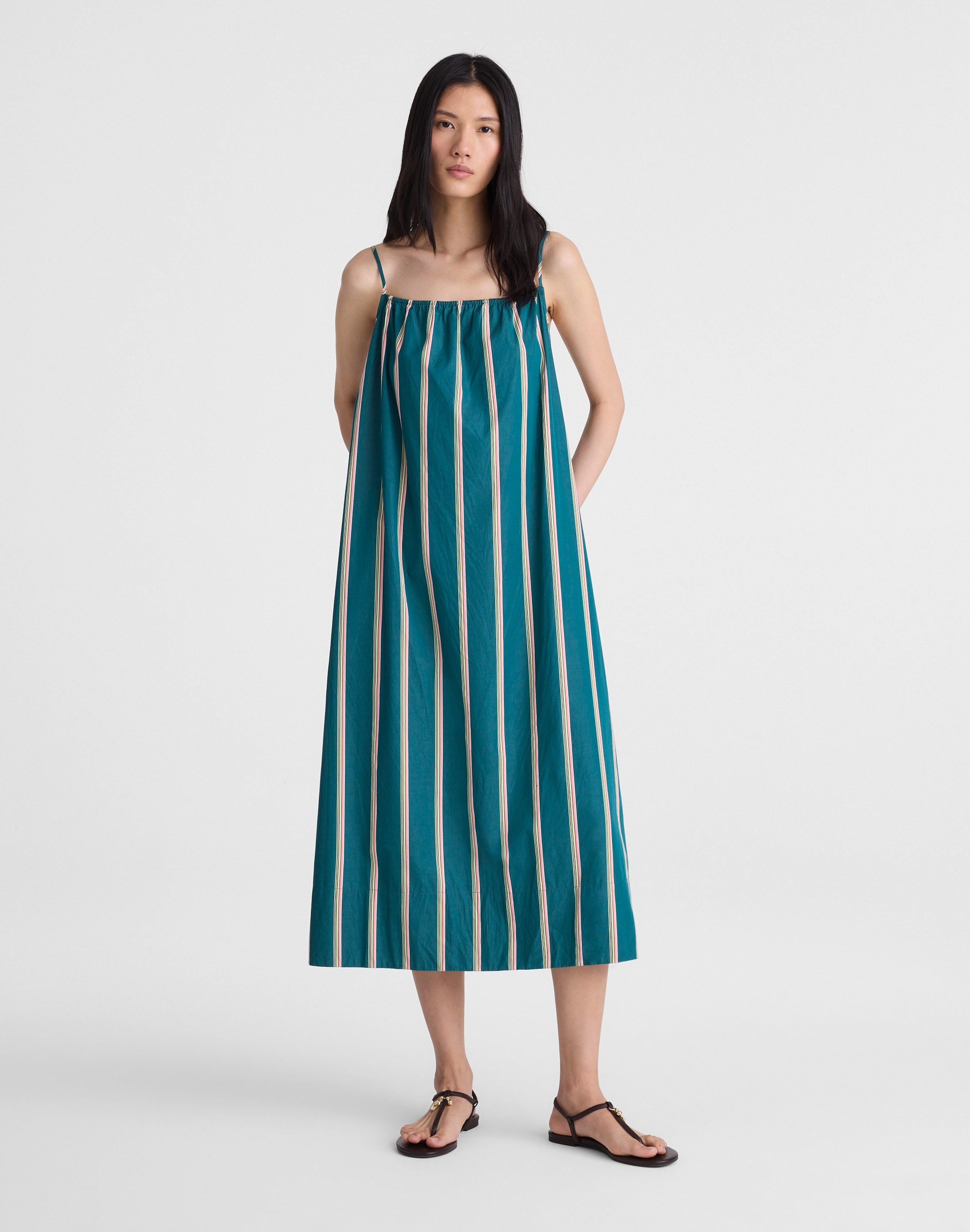 madewell x shopbop gathered a-line midi dress