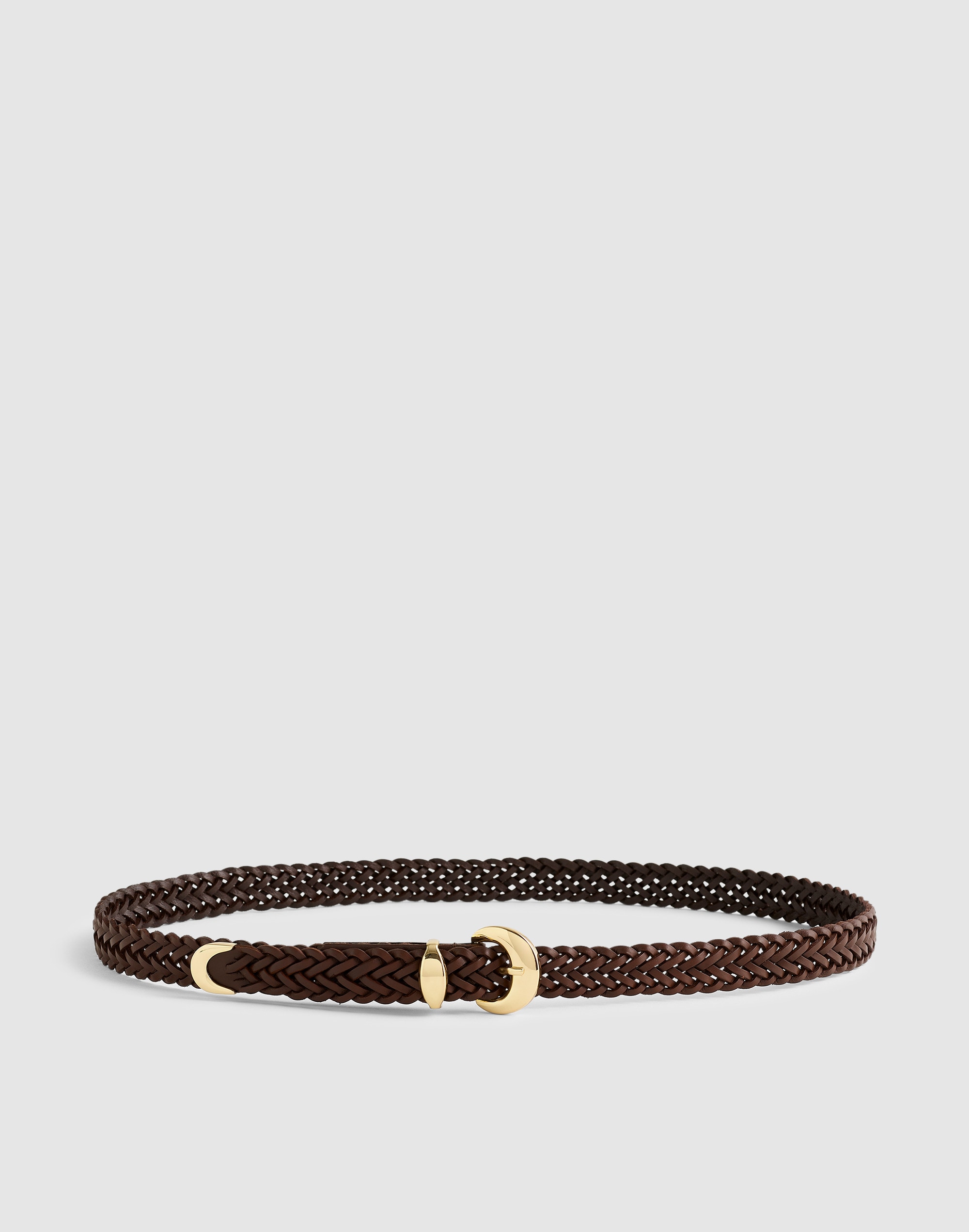 madewell x shopbop domed-buckle belt in woven leather