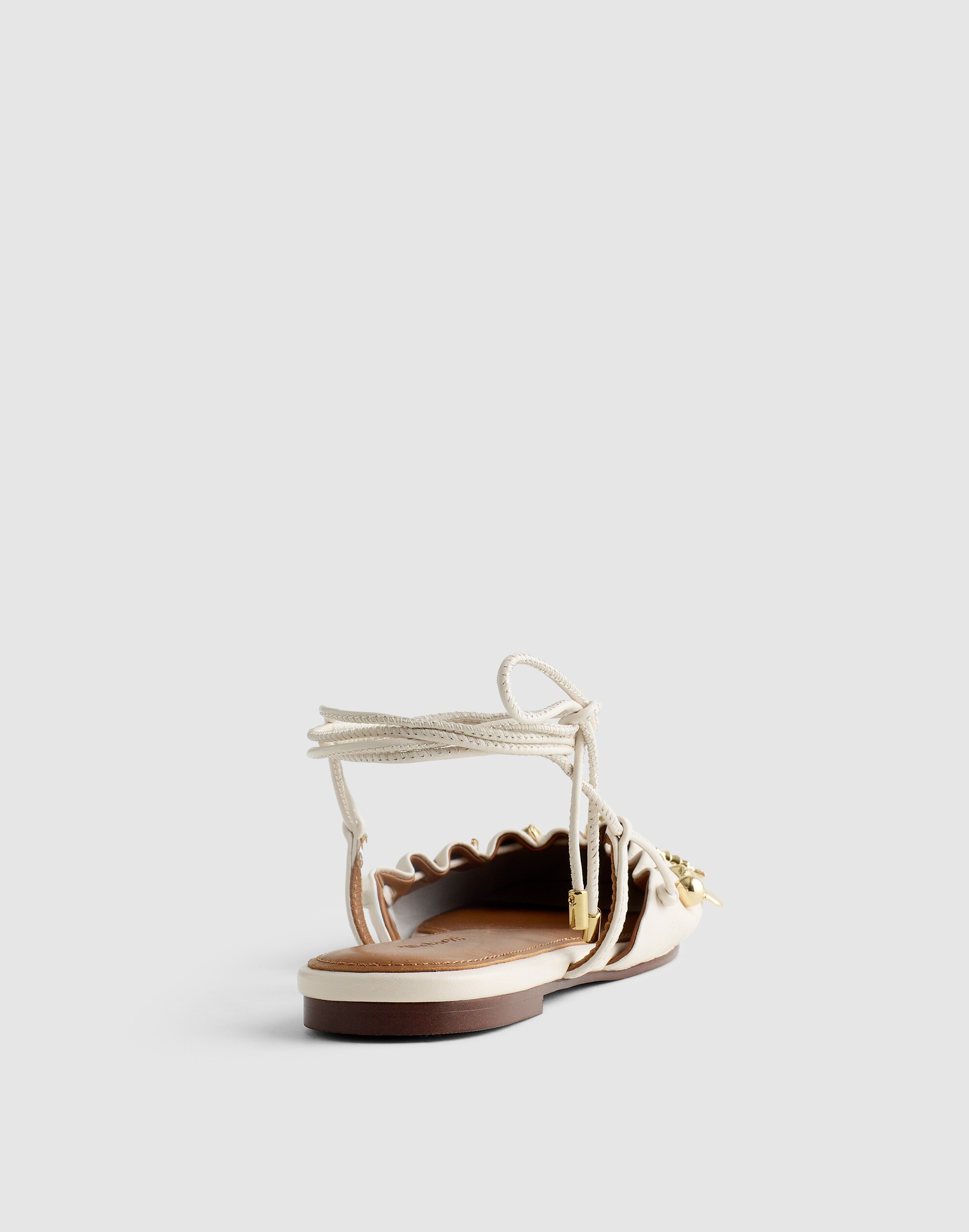 Madewell x Shopbop Greta Ruched Ankle-Tie Flat in Leather