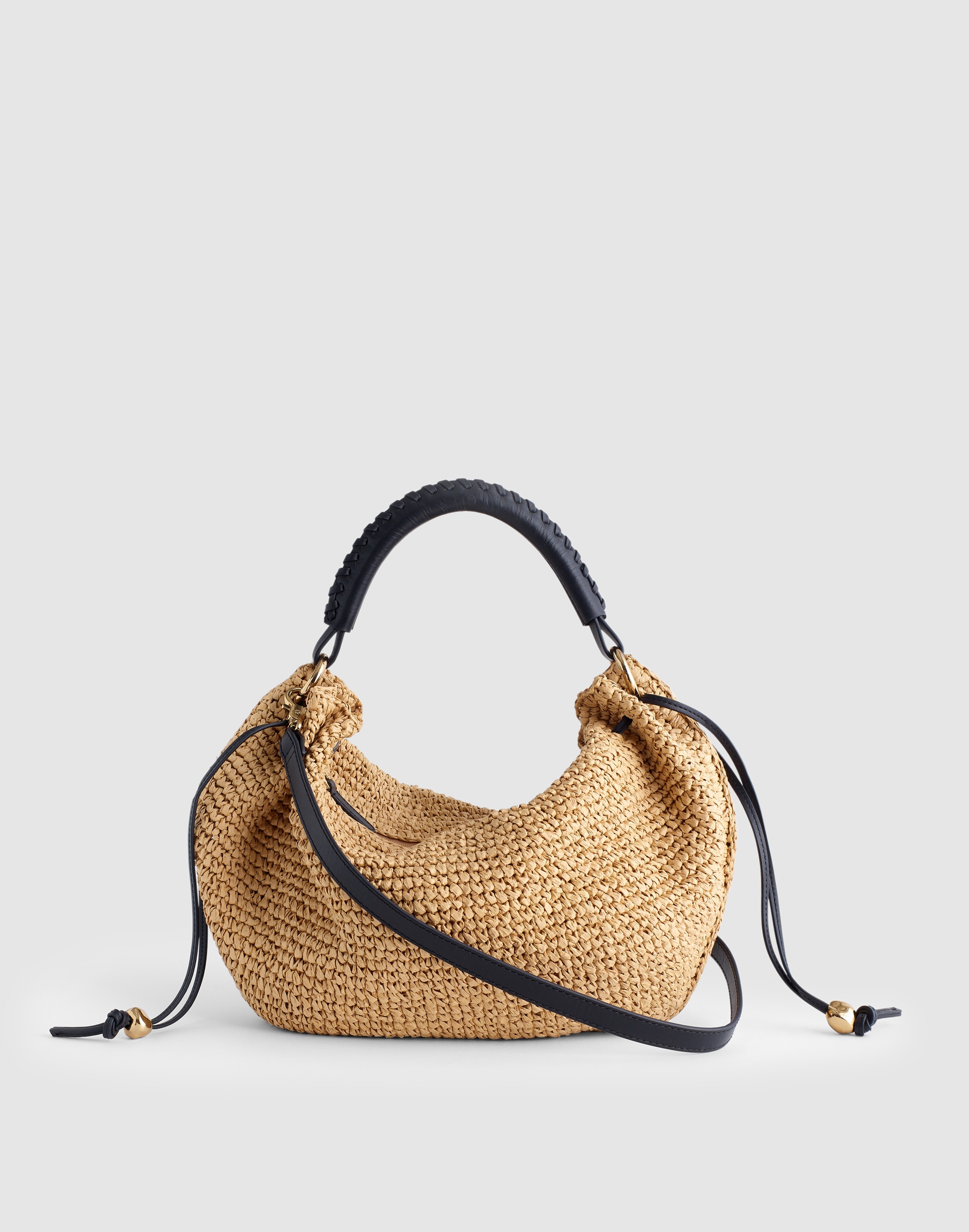 the camren gathered shoulder bag in raffia