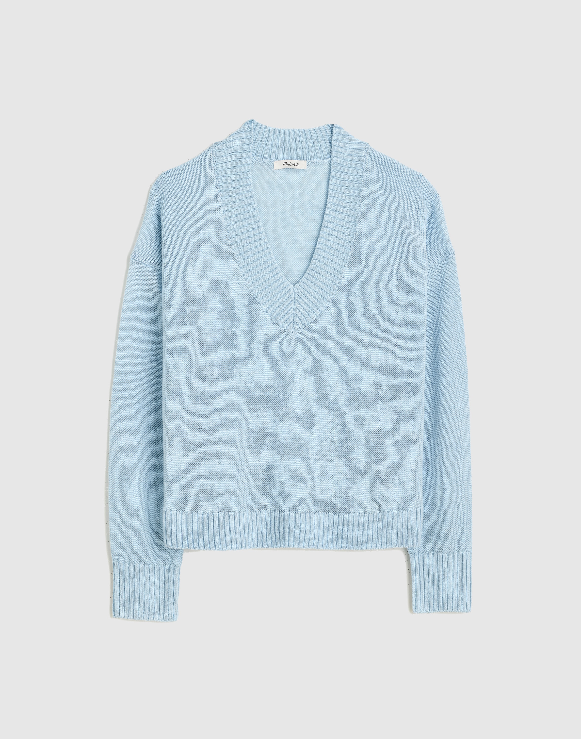 Deep V-Neck Sweater in 100% Linen