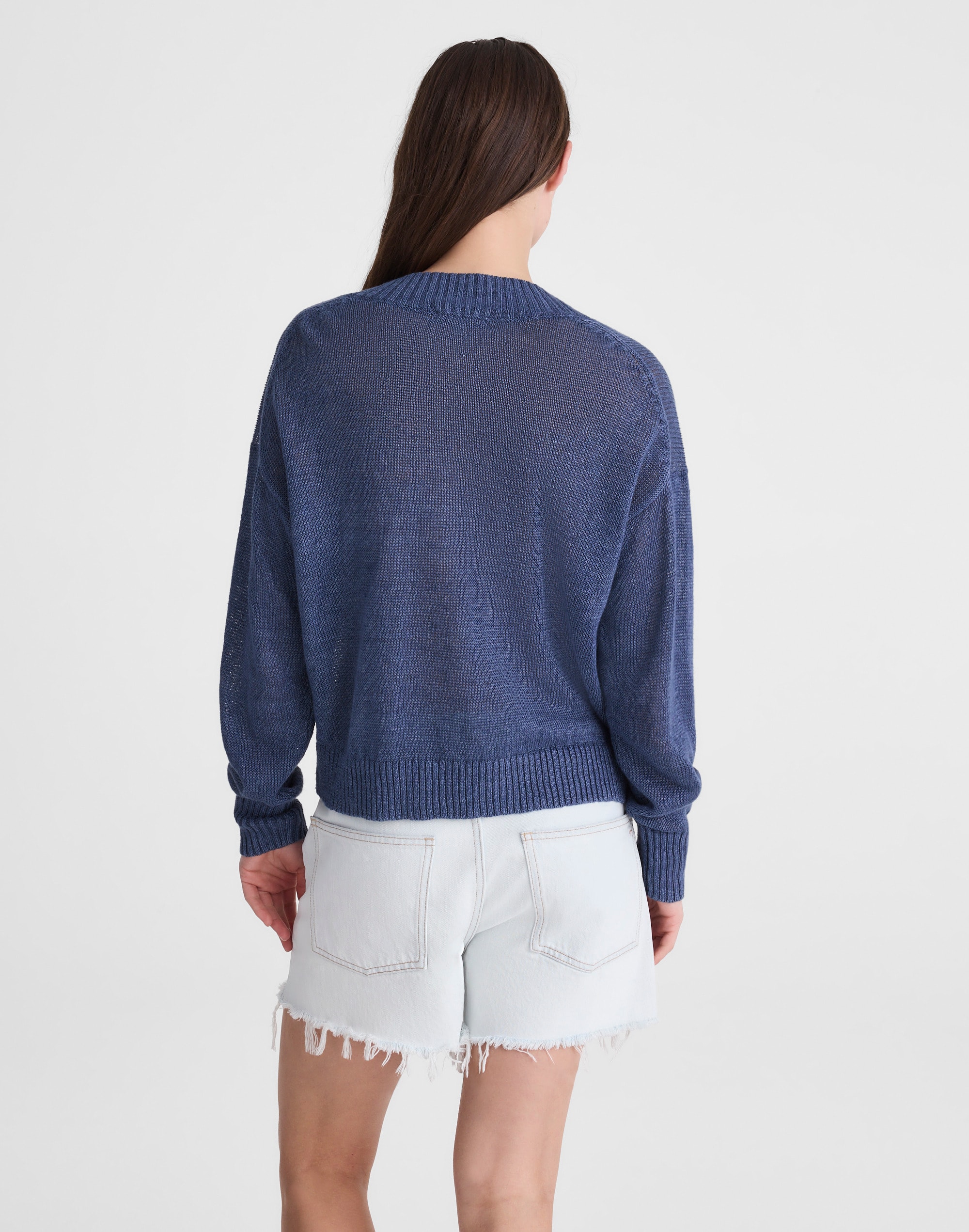 Deep V-Neck Sweater in 100% Linen