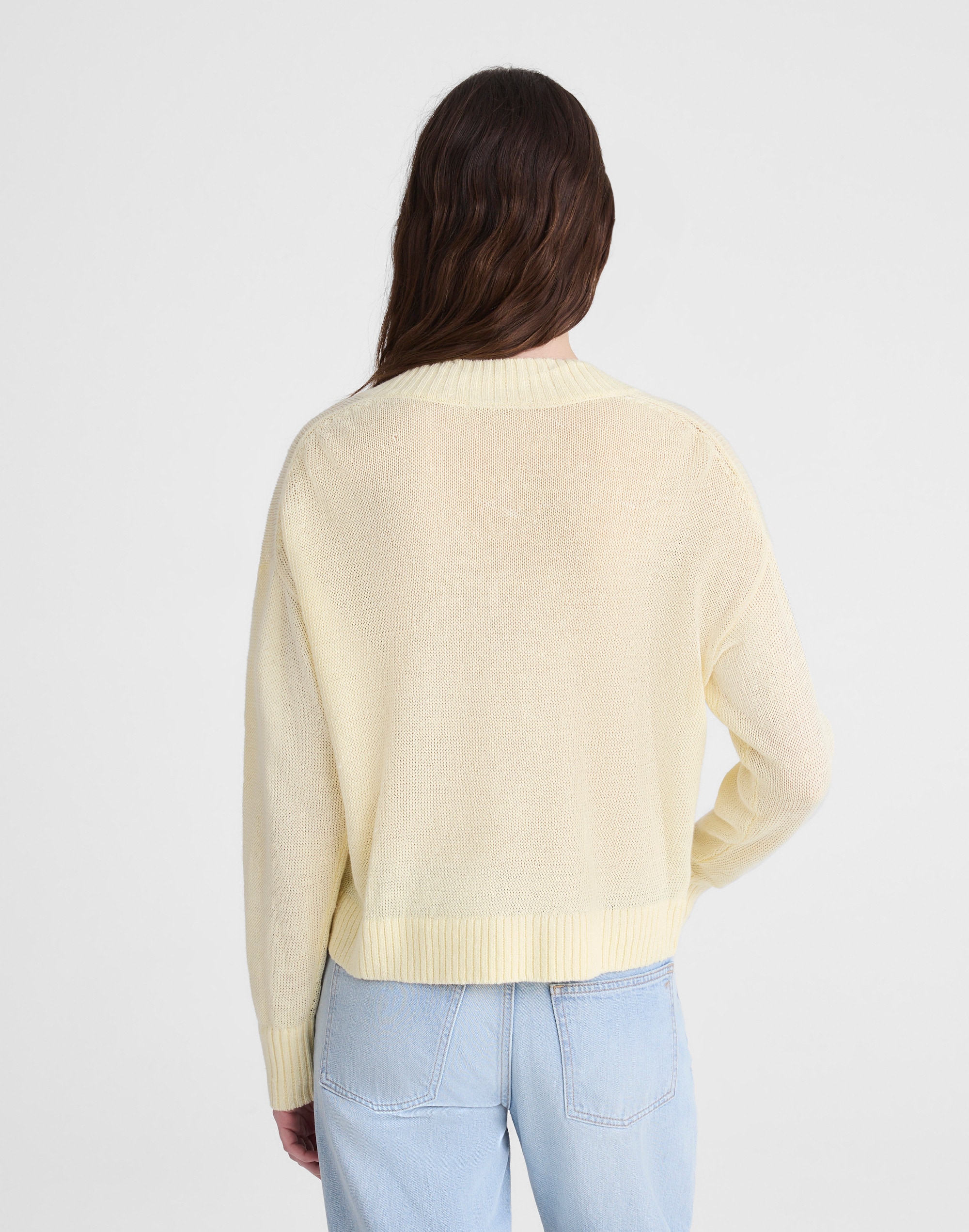 Deep V-Neck Sweater in 100% Linen