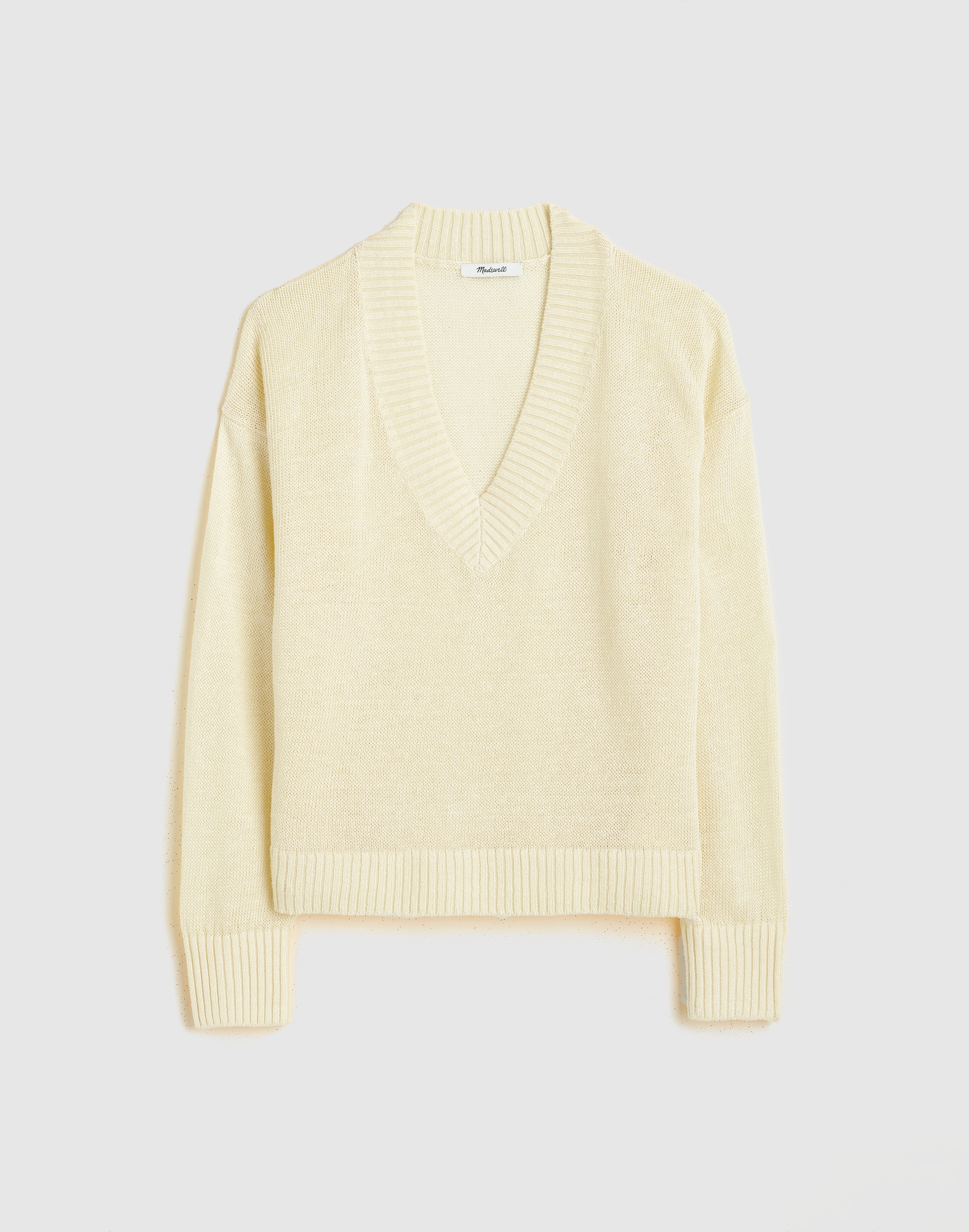 Deep V-Neck Sweater in 100% Linen