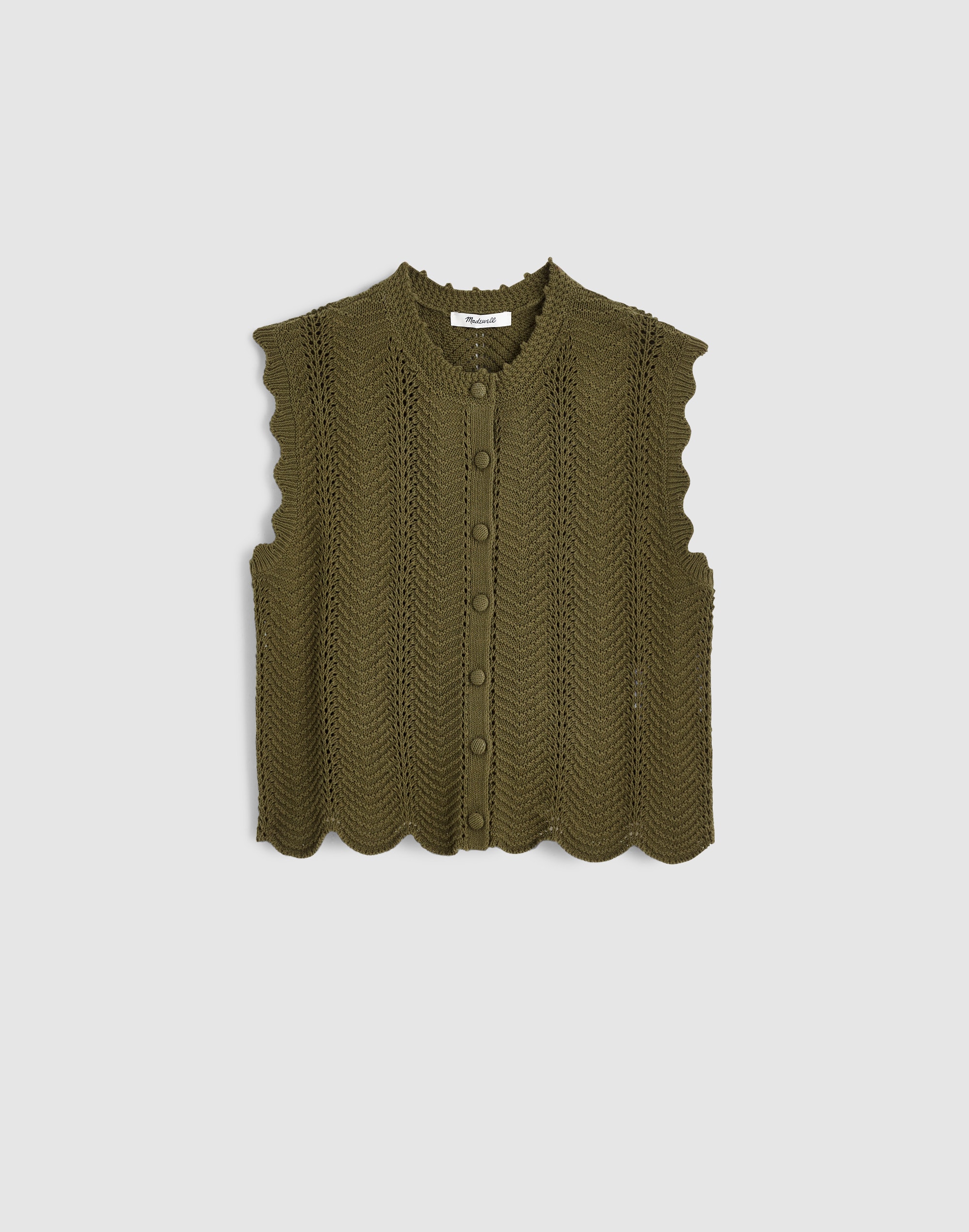 Wavy-Knit Button-Front Shell Top