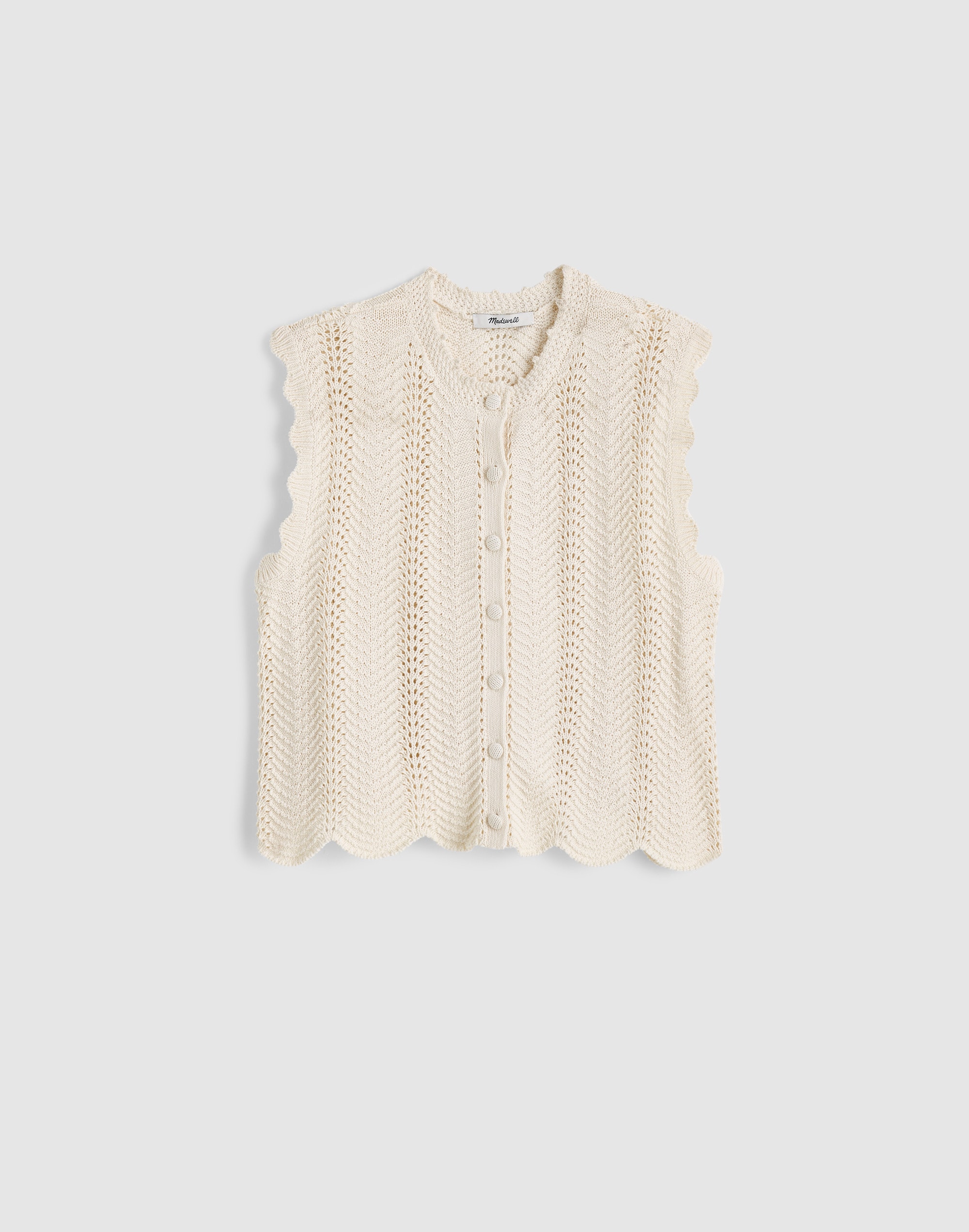 Madewell Wavy-knit Button-front Shell Top In White