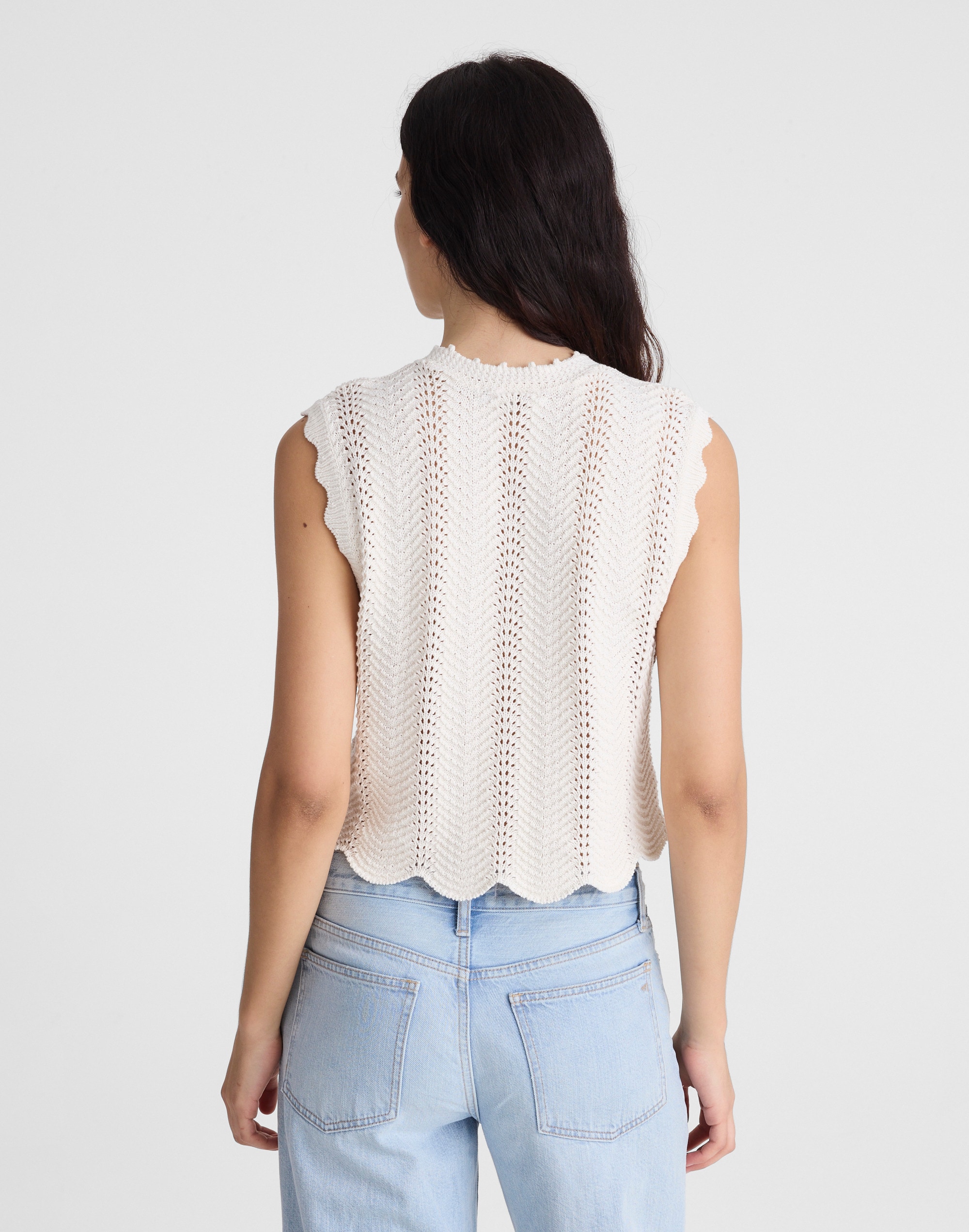 Wavy-Knit Button-Front Shell Top