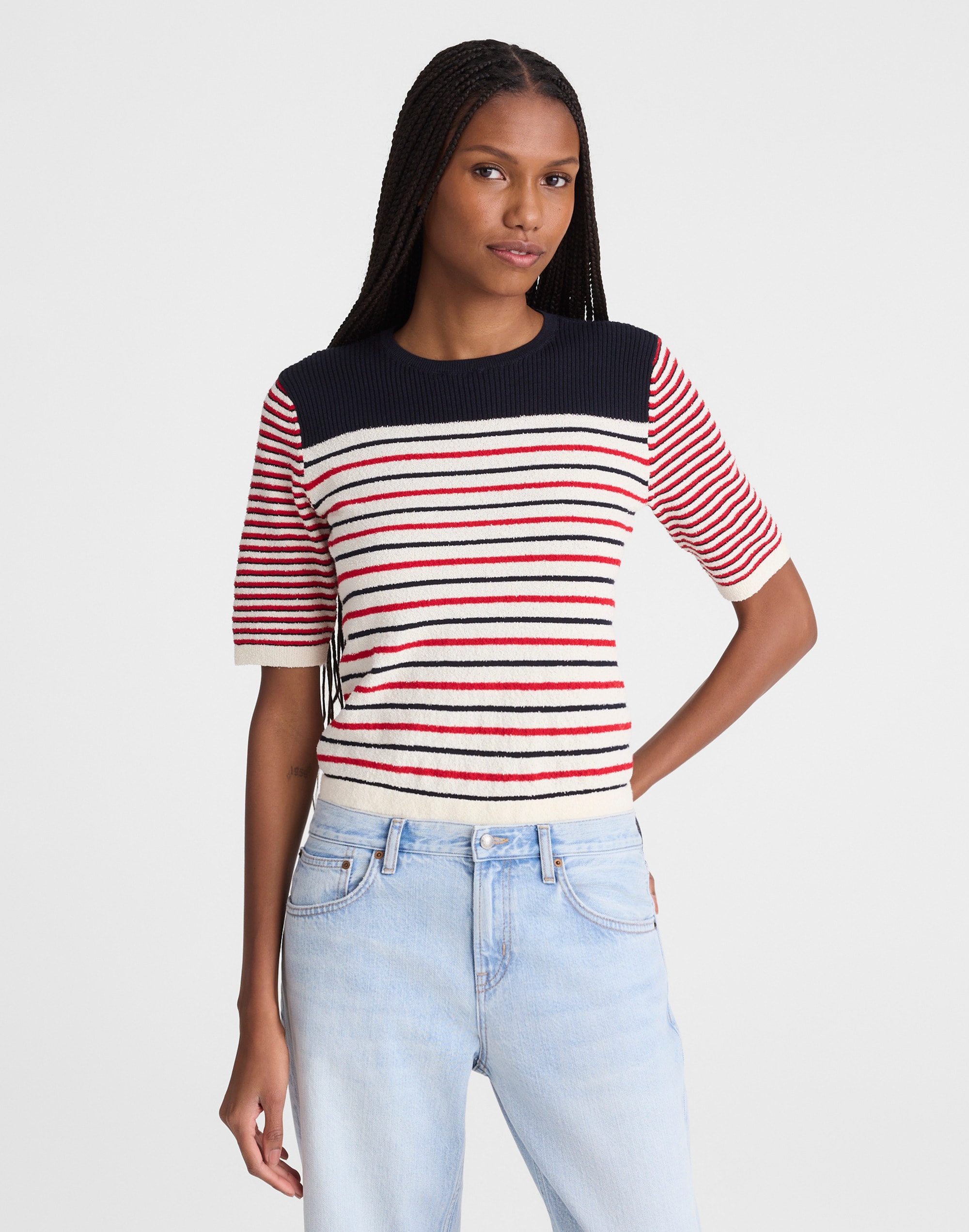 Madewell Boucl&eacute;-knit Sweater Tee In Purple