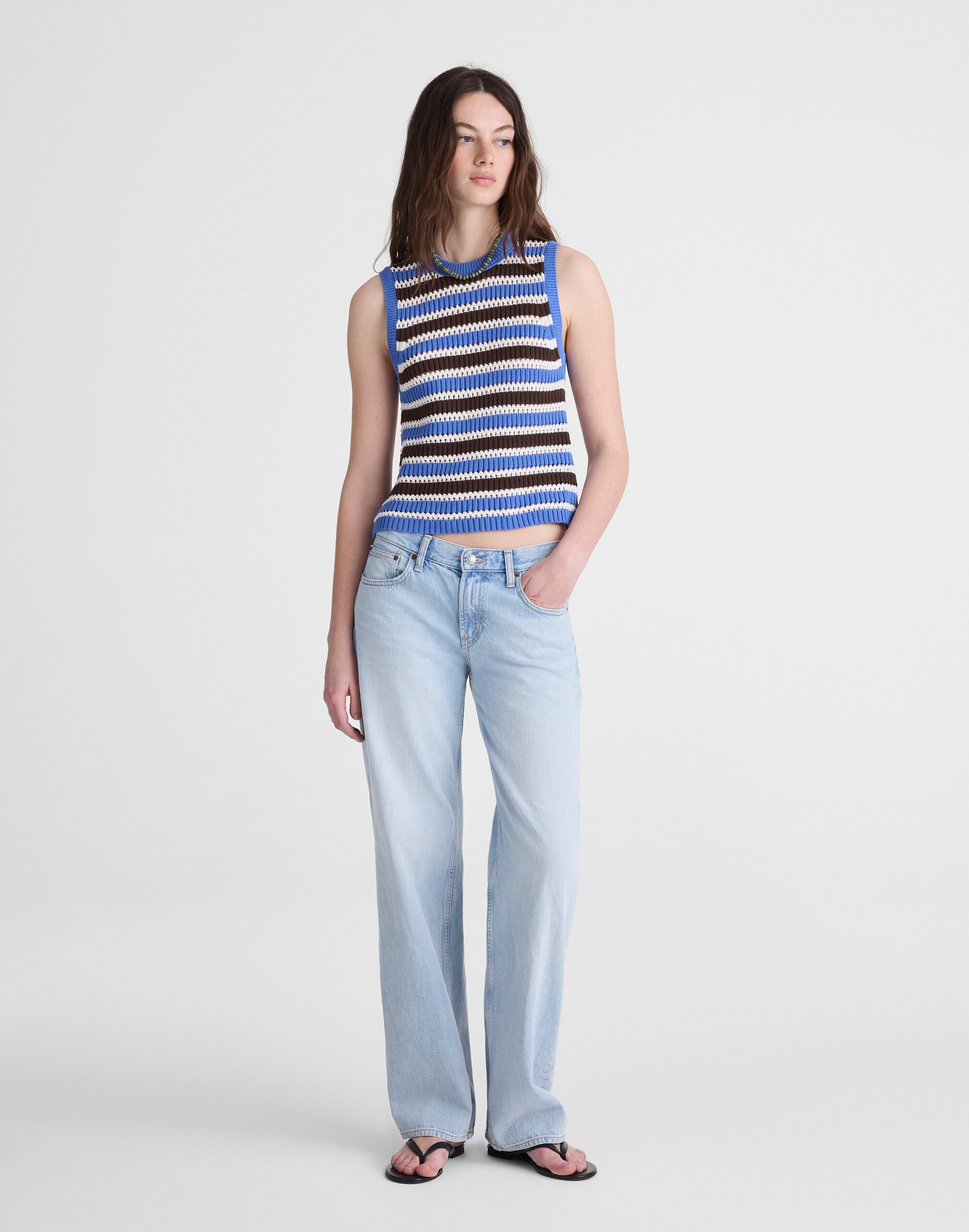 Open-Stitch Sweater Tank in 100% Cotton