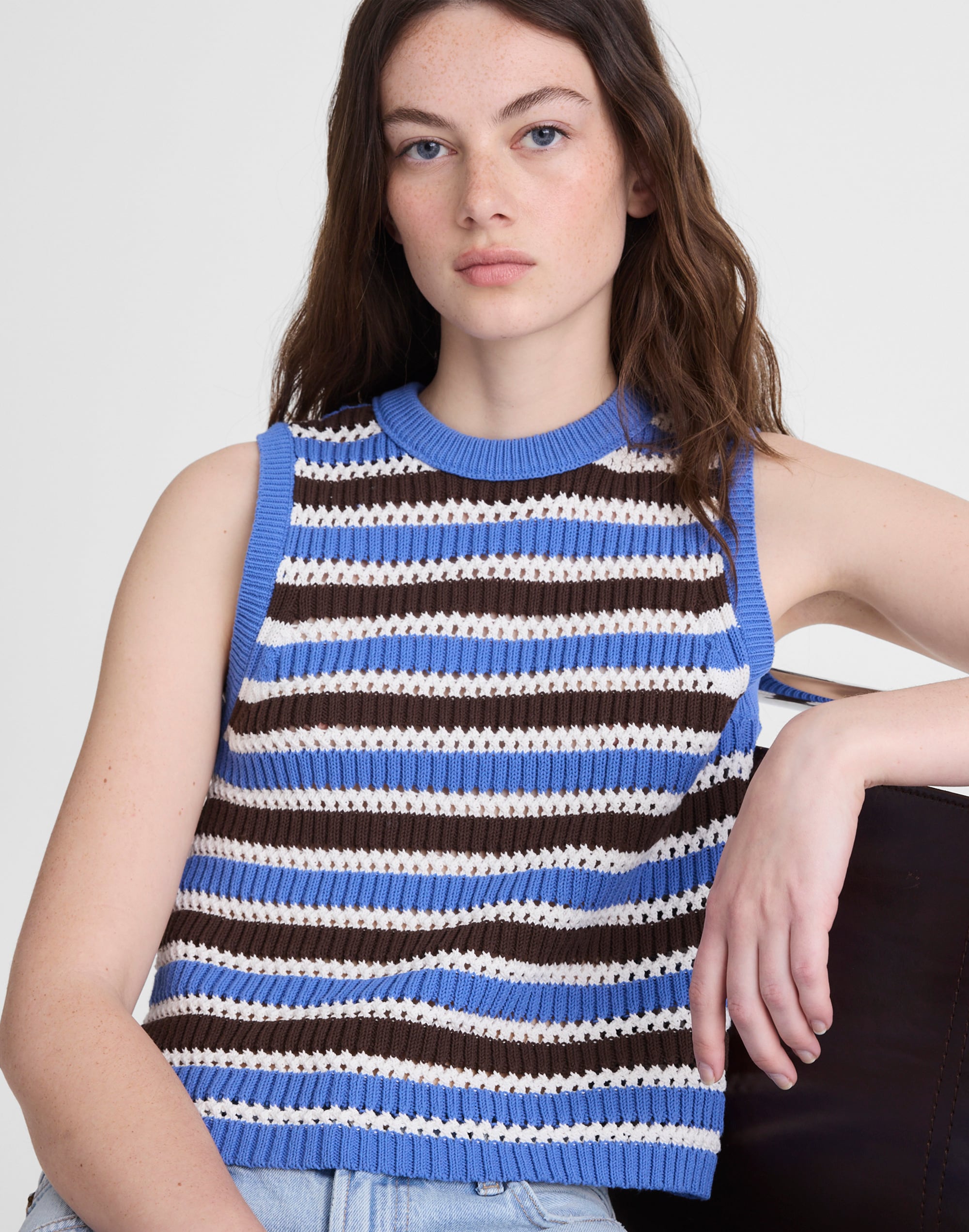 Open-Stitch Sweater Tank in 100% Cotton