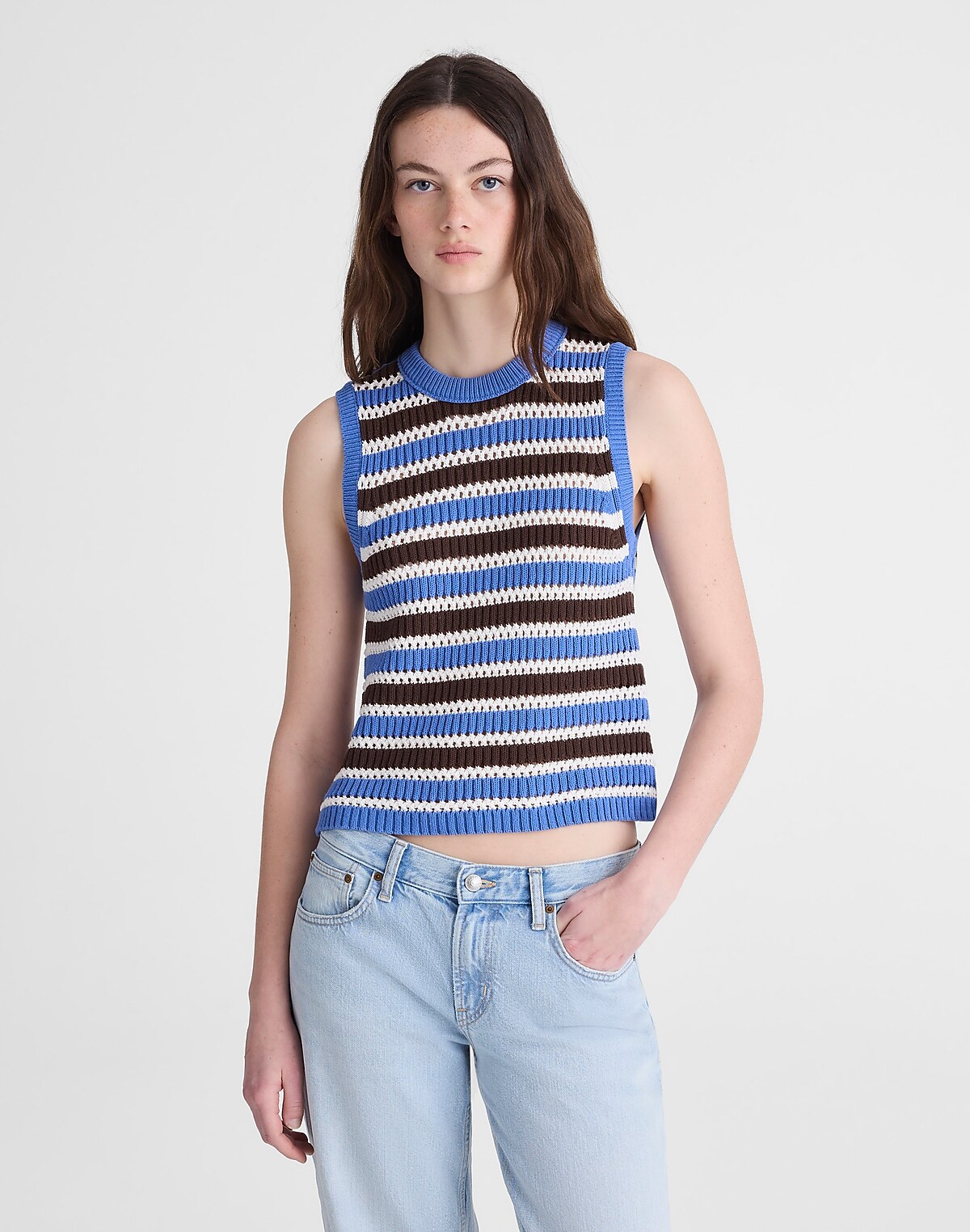 Open-Stitch Sweater Tank in 100% Cotton