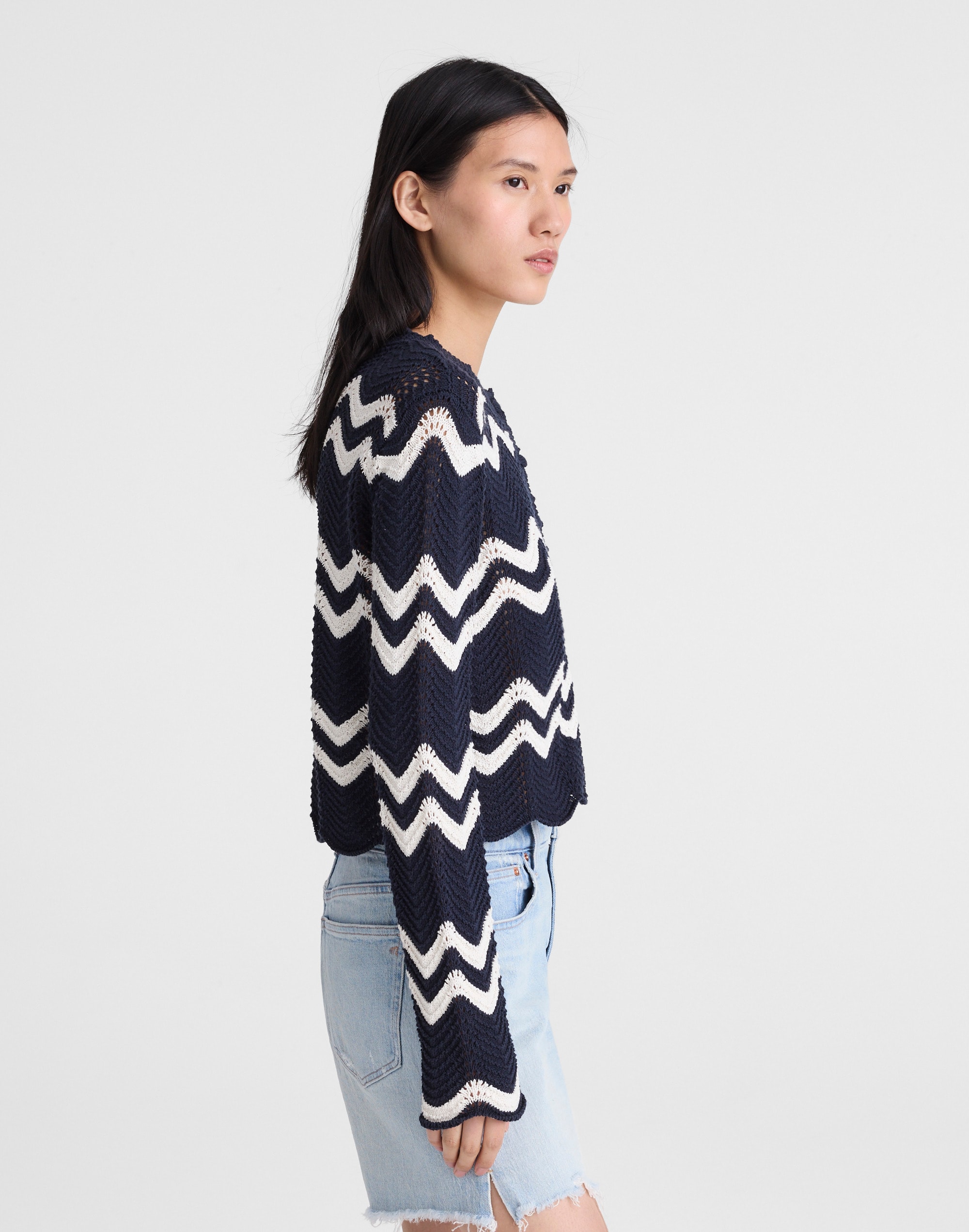 Wavy-Knit Cardigan