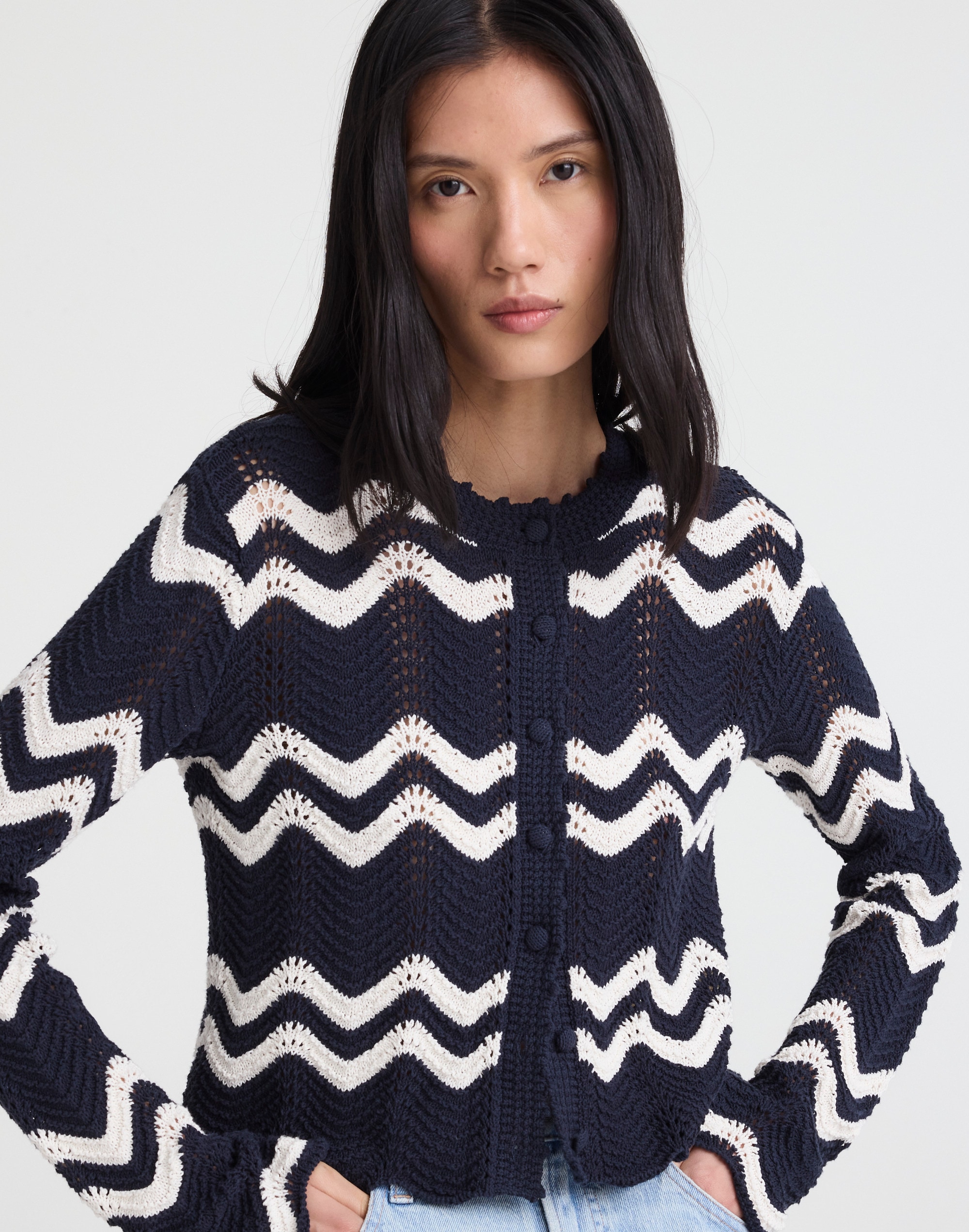Wavy-Knit Cardigan