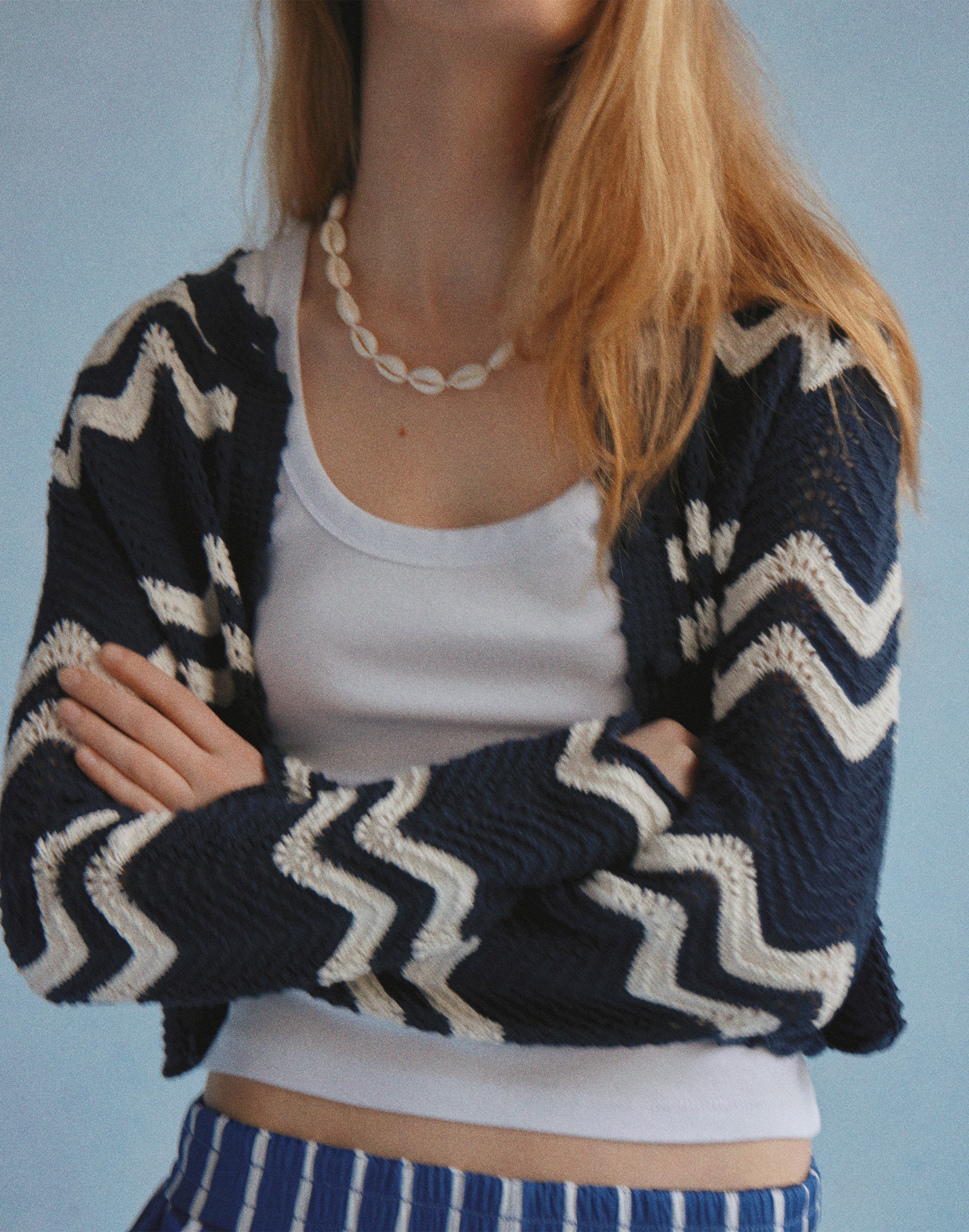 Wavy-Knit Cardigan