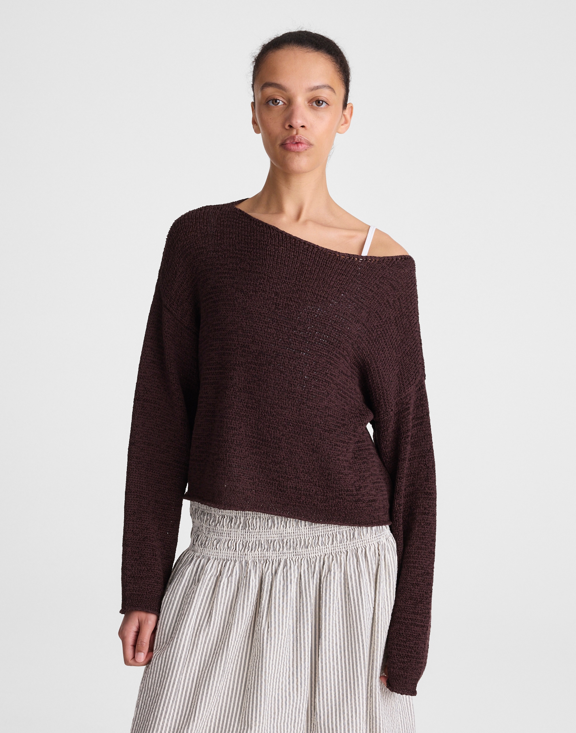 Madewell Boatneck Pullover Sweater In Brown