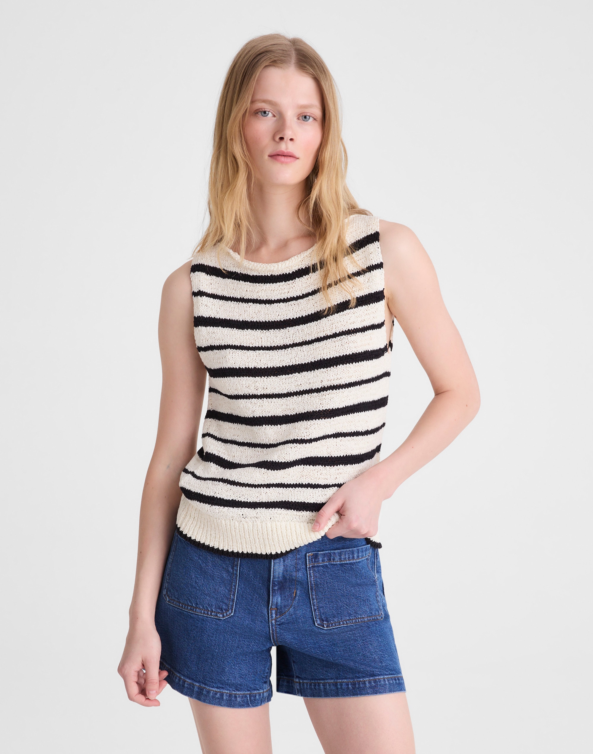 Madewell Boatneck Sweater Tank In Multi