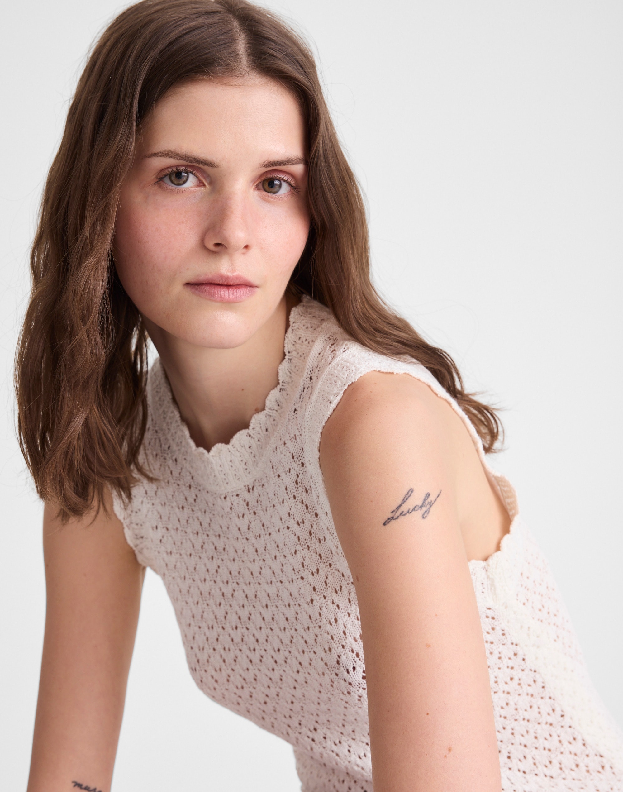 Pointelle-Knit Sleeveless Top