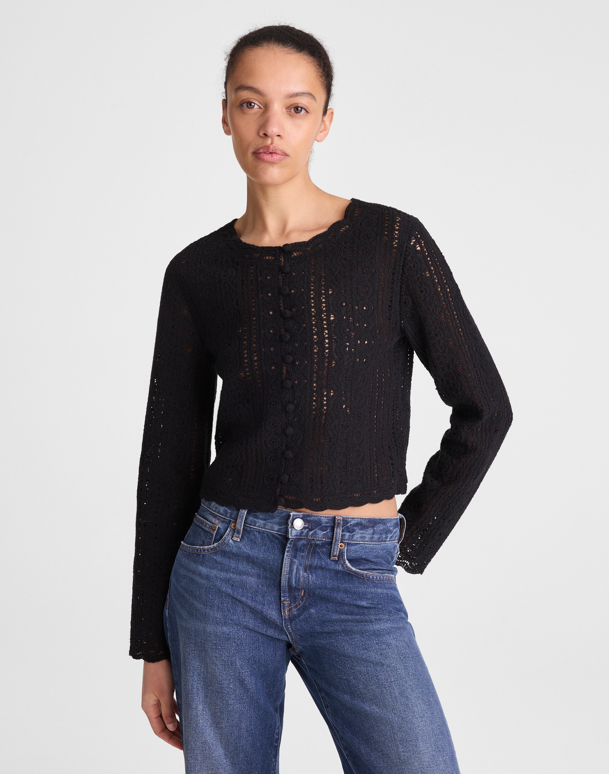 Open-Knit Lace Cardigan