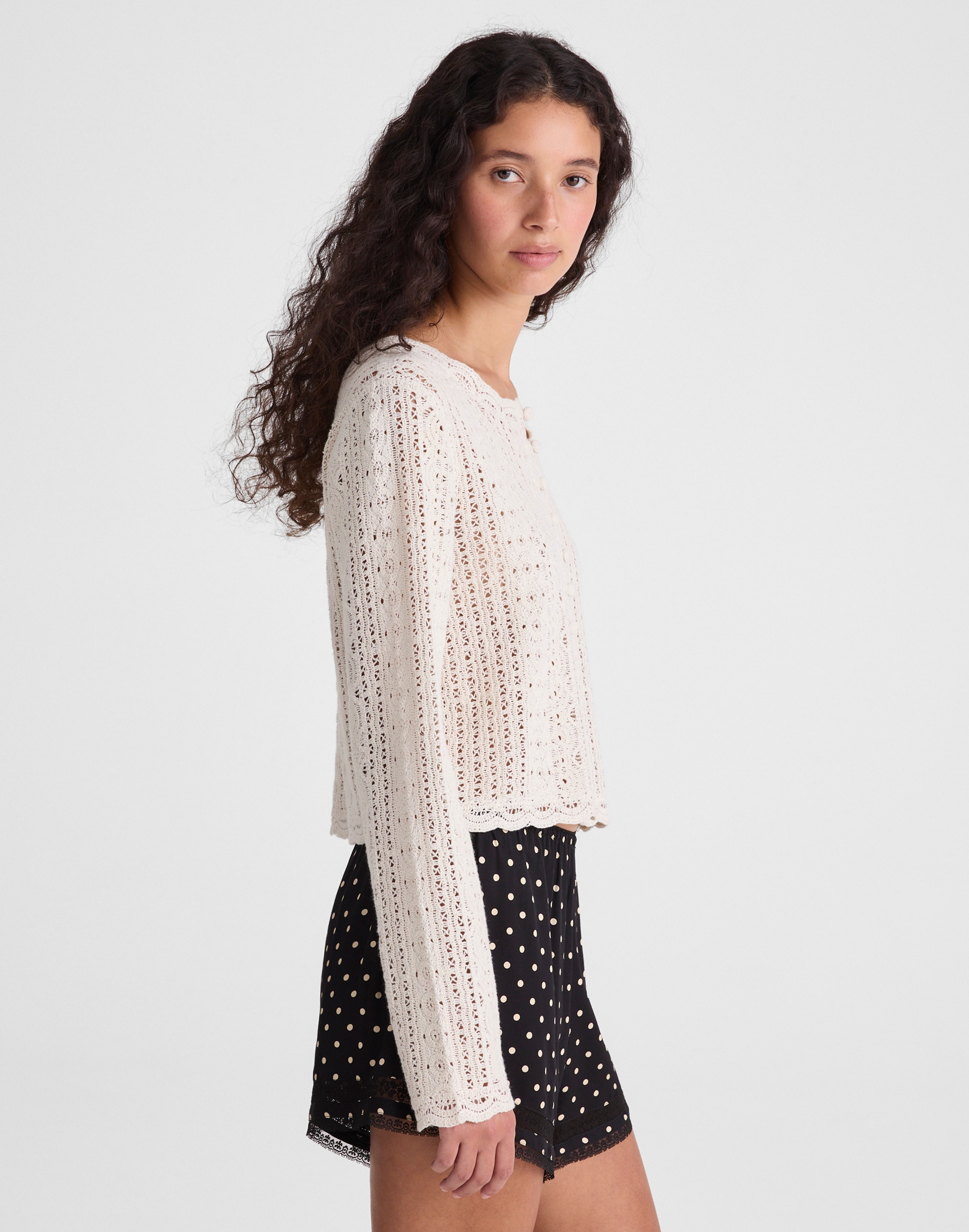 Open-Knit Lace Cardigan