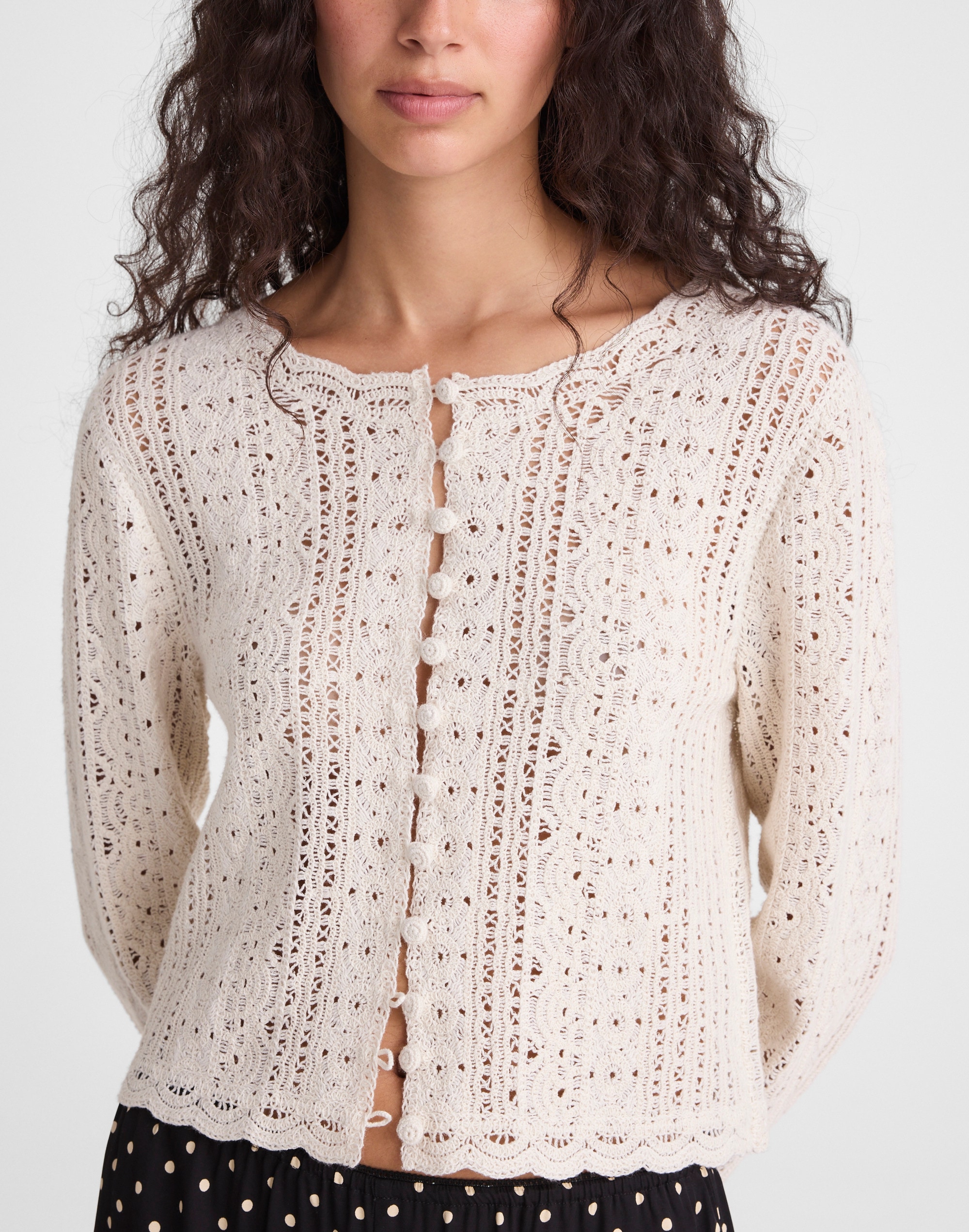 Open-Knit Lace Cardigan