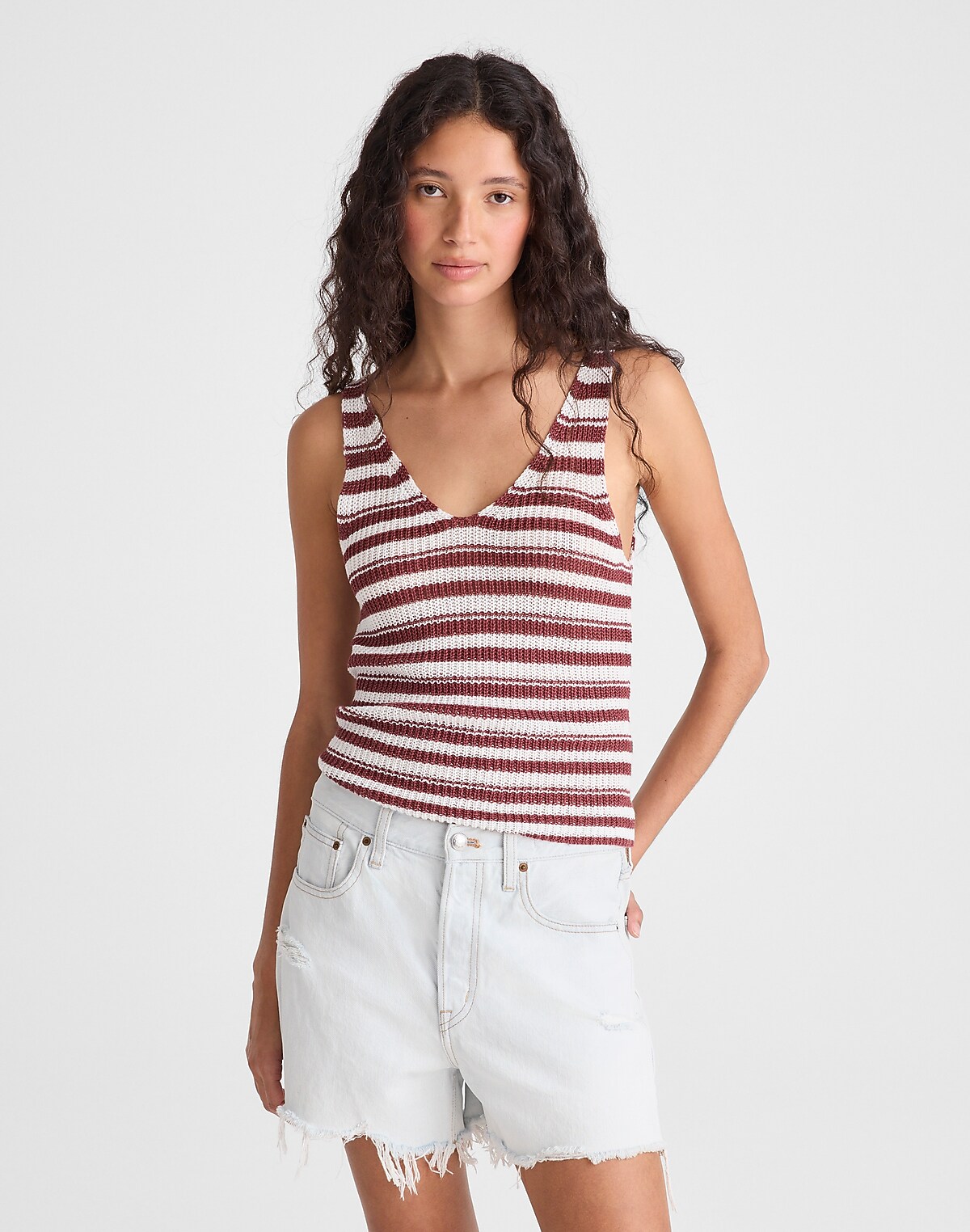 V-Neck Sweater Tank in 100% Linen